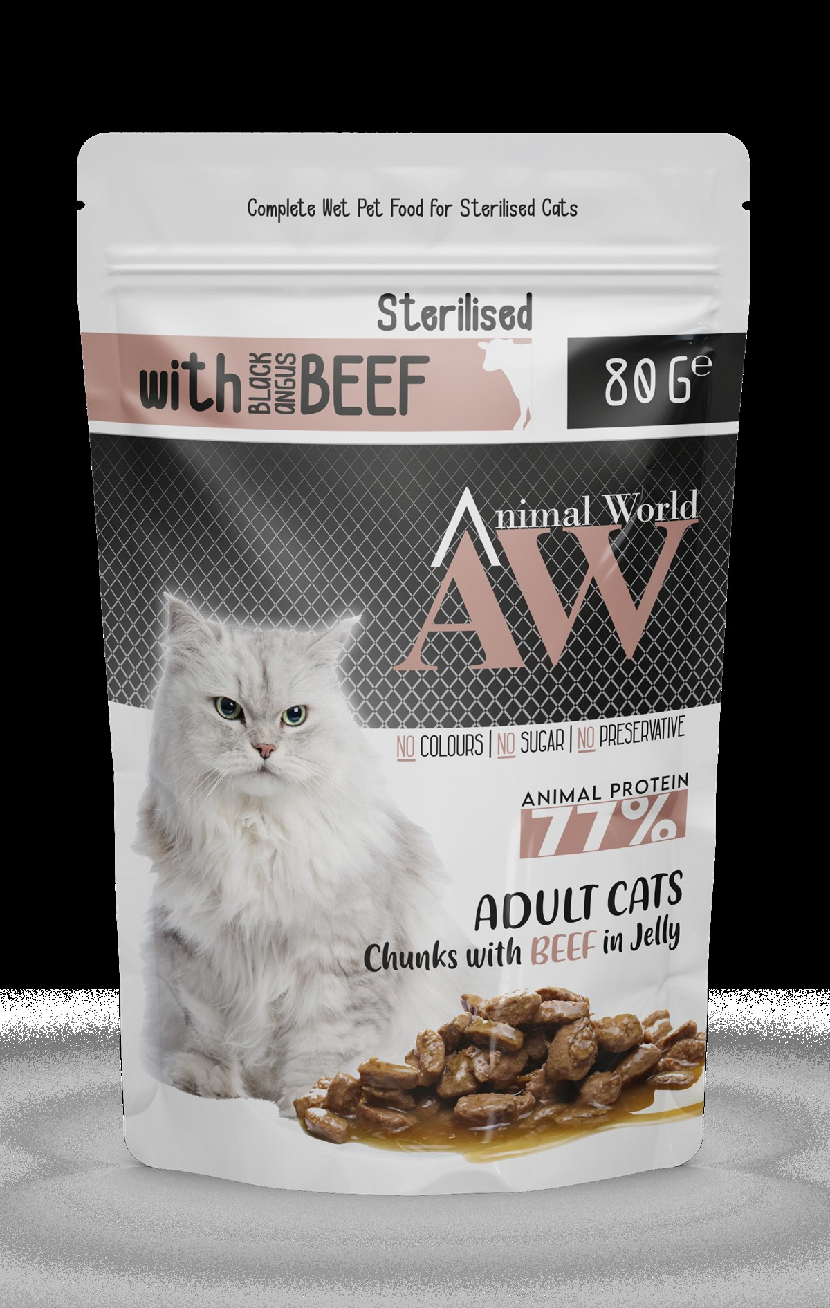 Animal World Soslu Sığır Etli Kısırlaştırılmış Kedi Konservesi 80 gr