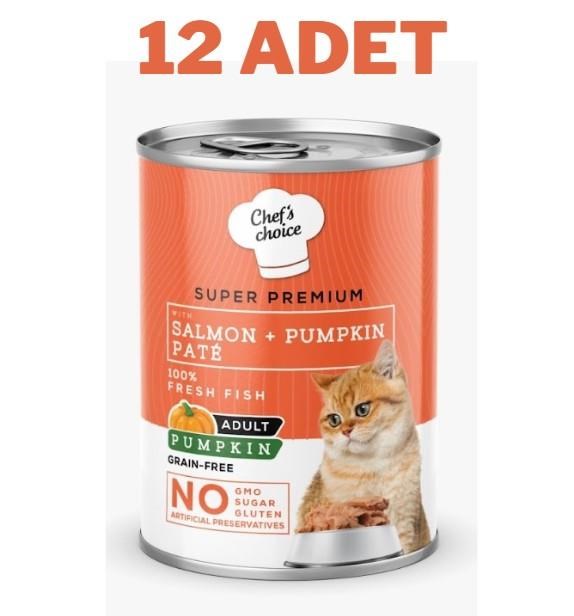 Chefs Choice Salmon Pumpkin Somonlu Balkabaklı Pate Kedi Konservesi 12x400 Gr