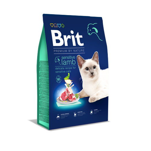 Brit Premium By Nature Hassas Sindirime Sahip Kediler İçin, Kuzu Etli Kuru Mama 8 kg