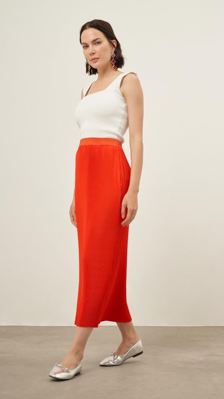 24SS59042 BEYS DESIGN PLİSE ETEK