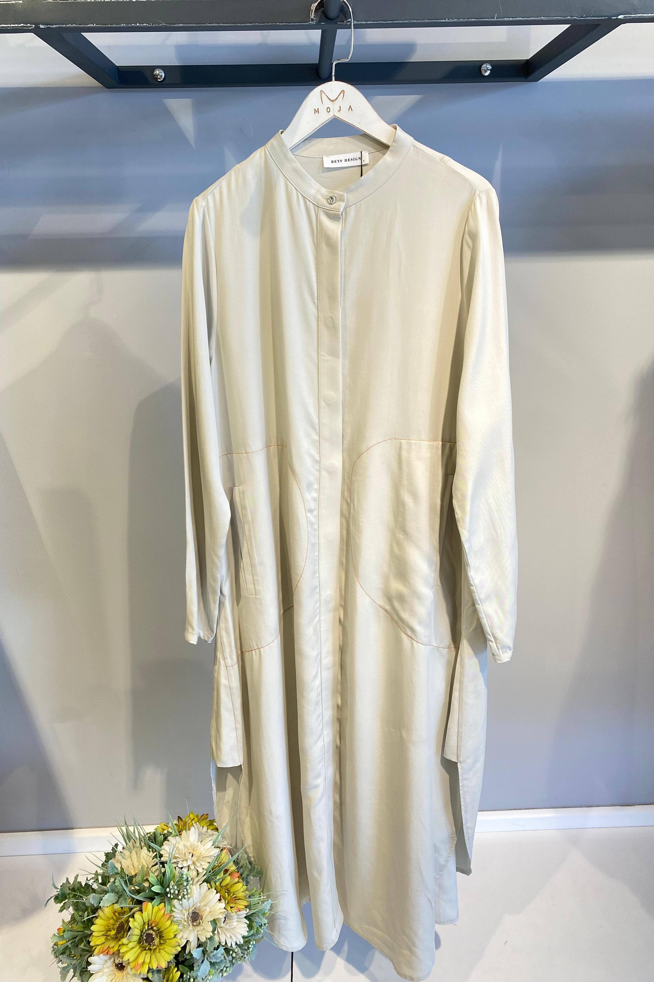 24SS74070 BEYS DESIGN KETEN UZUN GÖMLEK