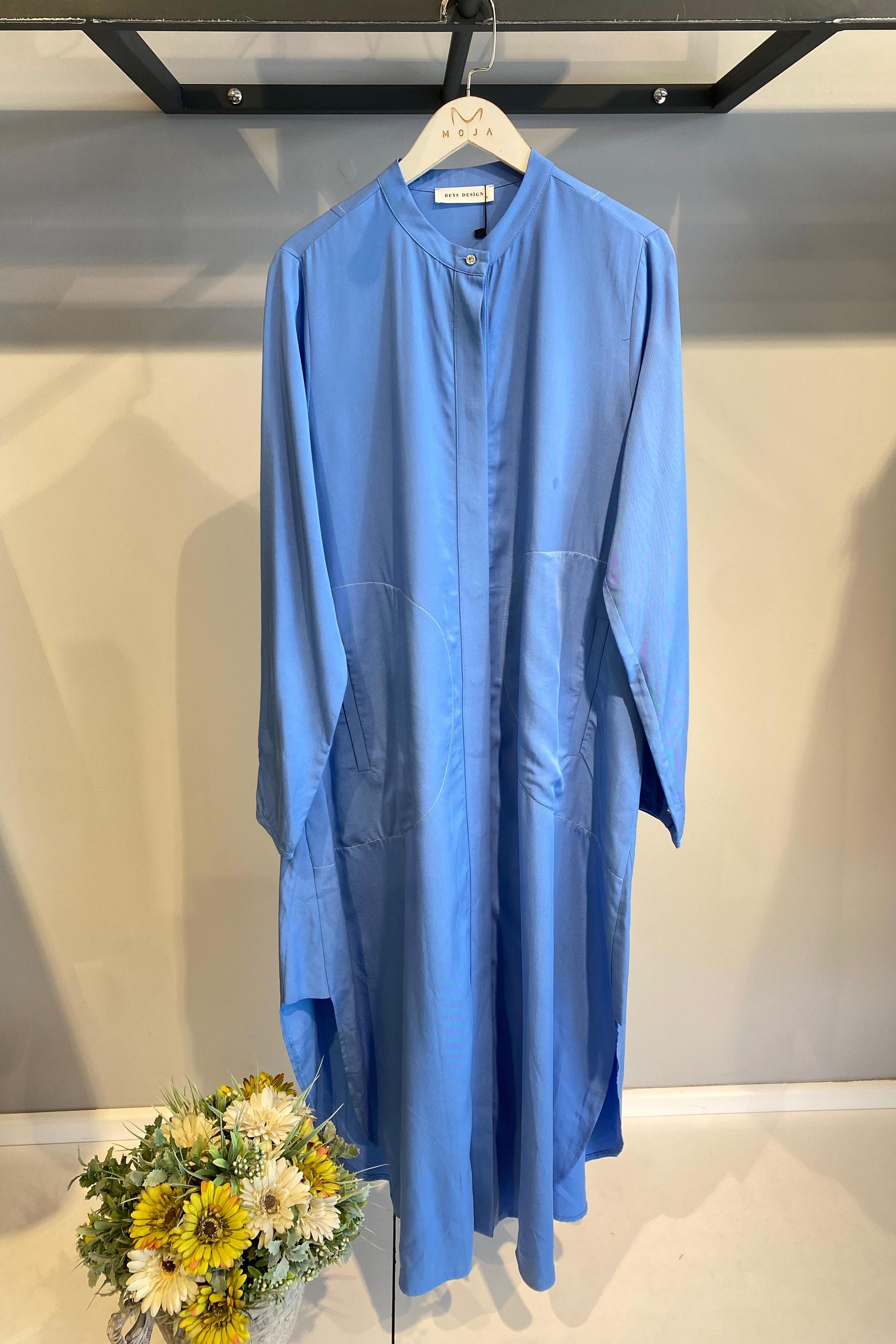 24SS74070 BEYS DESIGN KETEN UZUN GÖMLEK