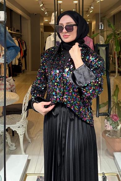 N23YN25096 NOCTURNE PAYETLİ GÖMLEK