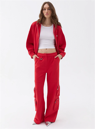 N25KD3292 NOCTURNE CEP DETAYLI KIRMIZI PANTOLON