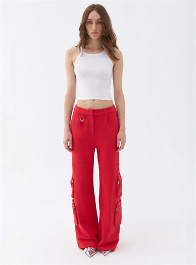 N25KD3292 NOCTURNE CEP DETAYLI KIRMIZI PANTOLON