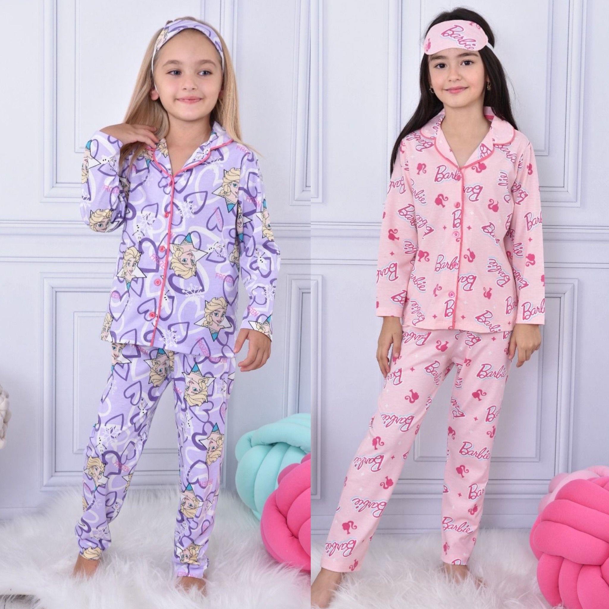 Barbie Düğmeli Kız Çocuk Pijama Takım