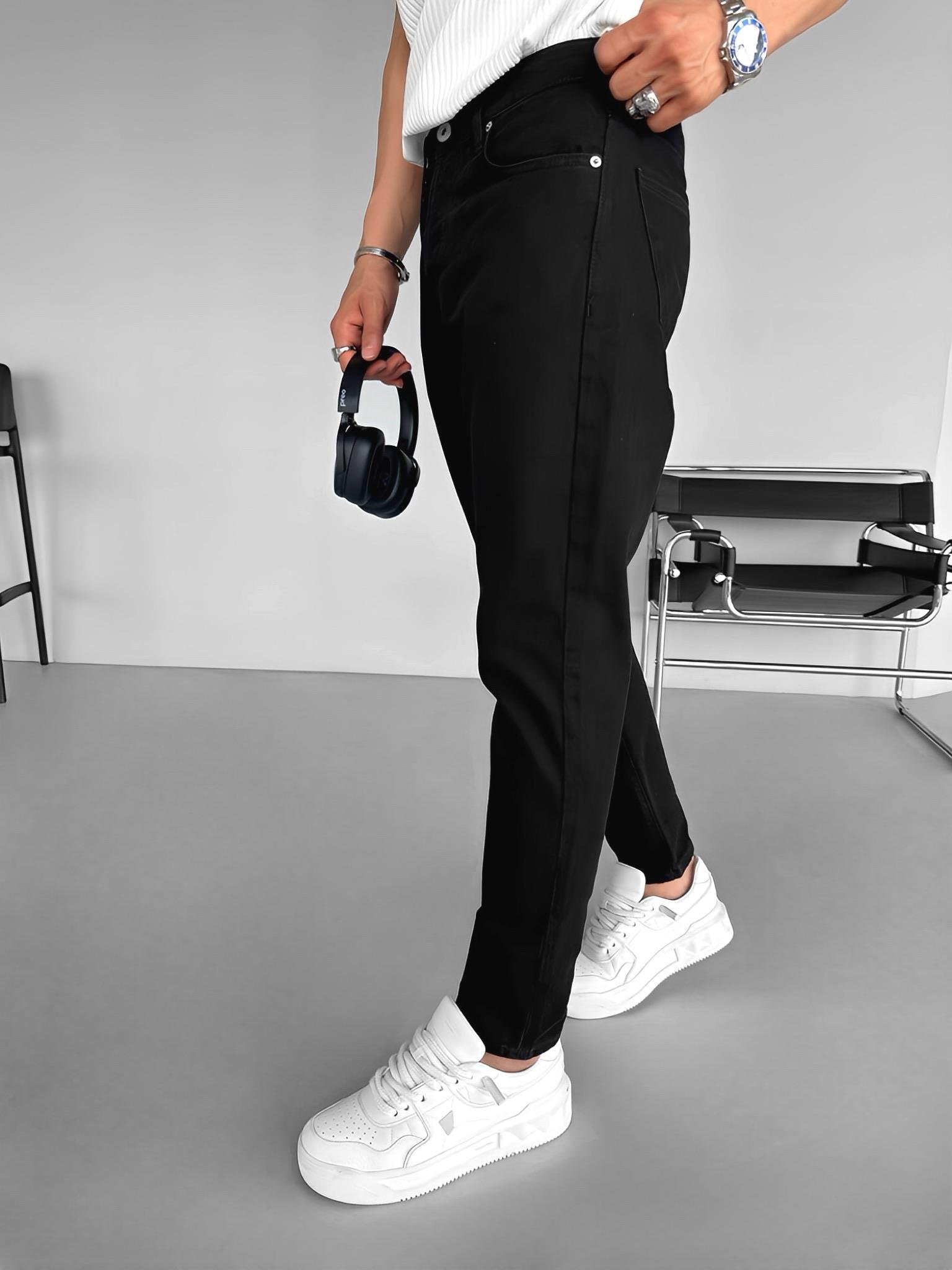 Erkek Regular Fit Basic Jean Pantolon Siyah