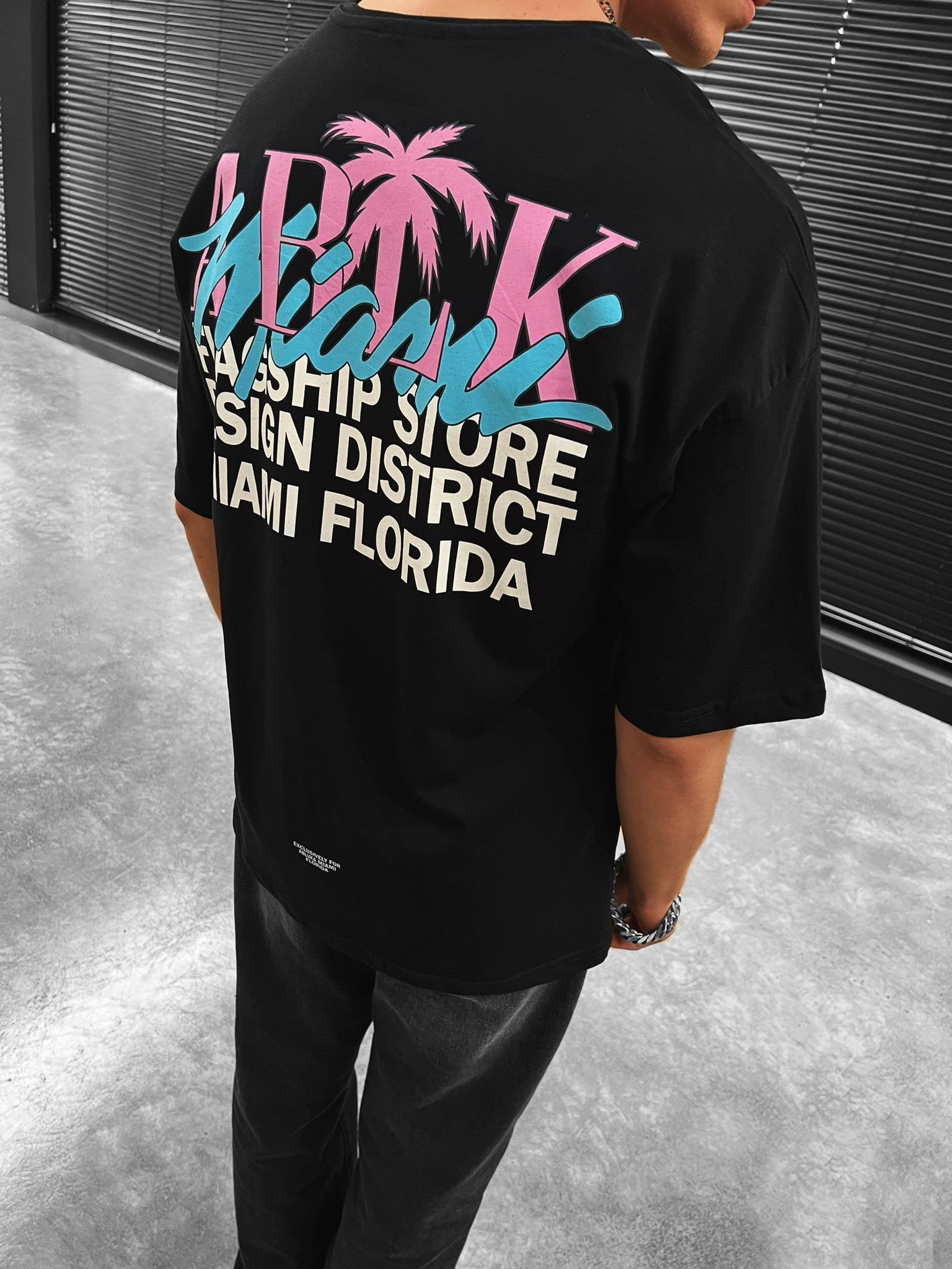 Erkek Baskılı Oversize T-Shirt Siyah