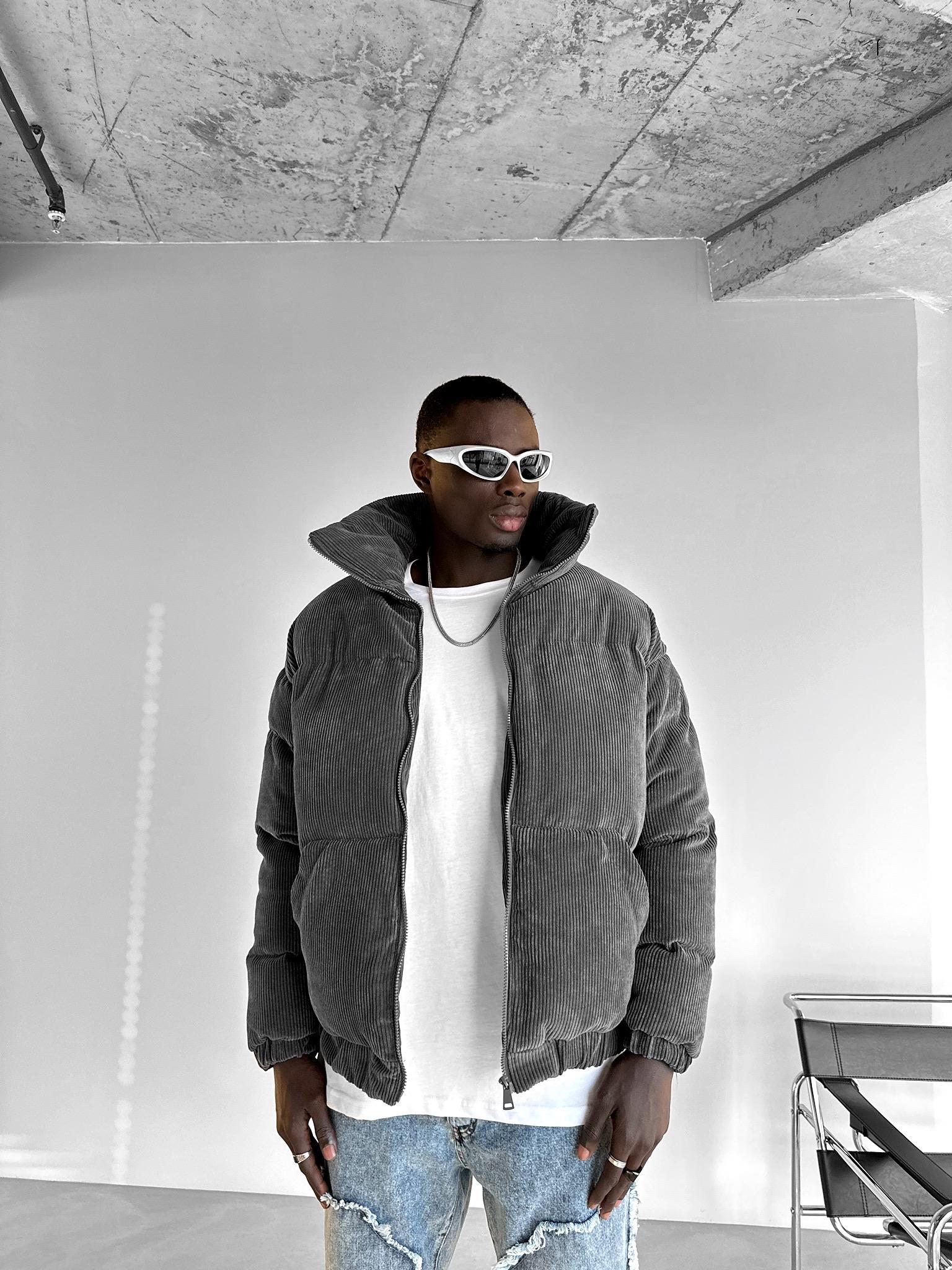 Erkek Dolgulu Fitilli Kadife Mont Füme