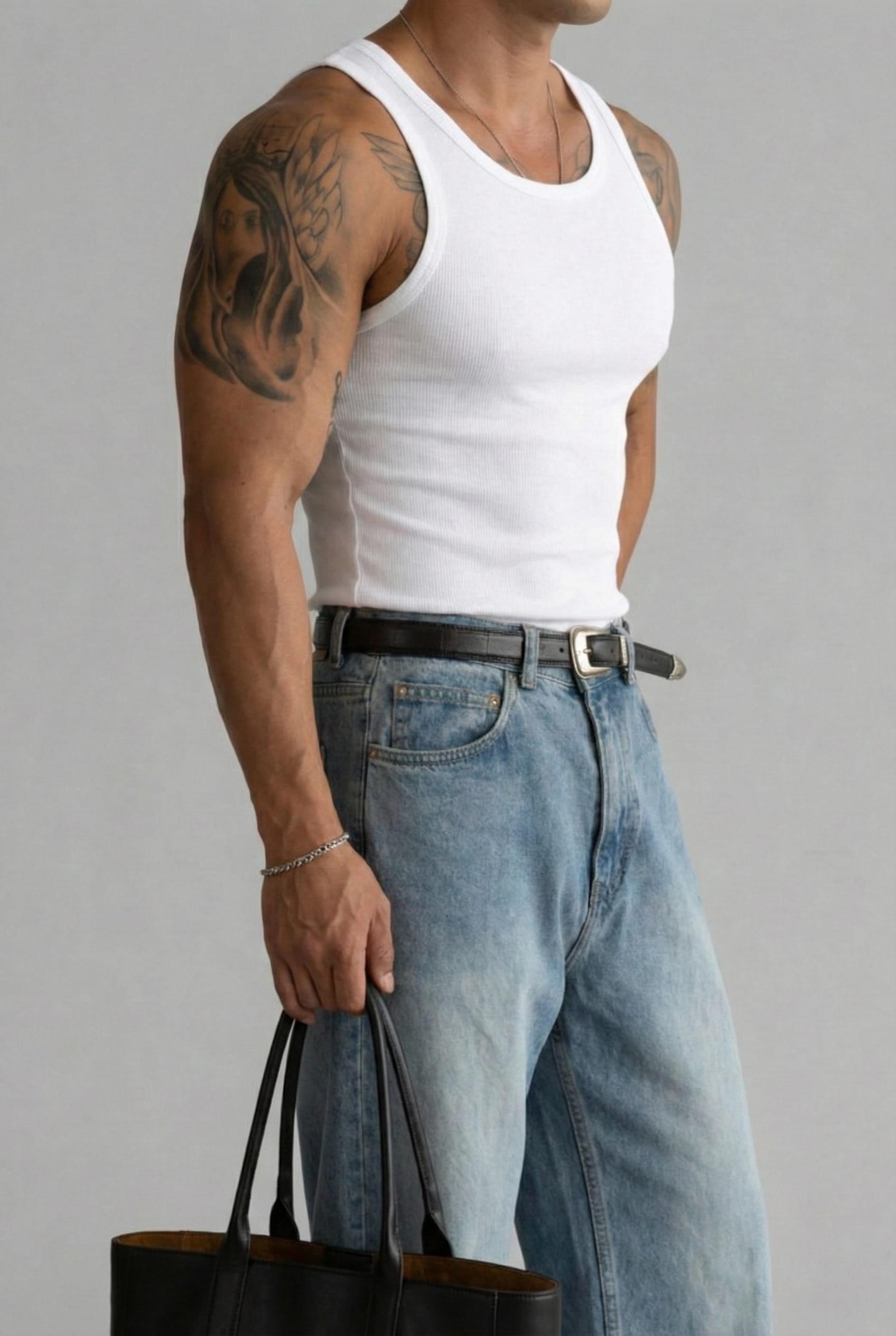 Erkek %100 Pamuklu Basic Fitilli Sporcu Atlet 3lu Set Beyaz