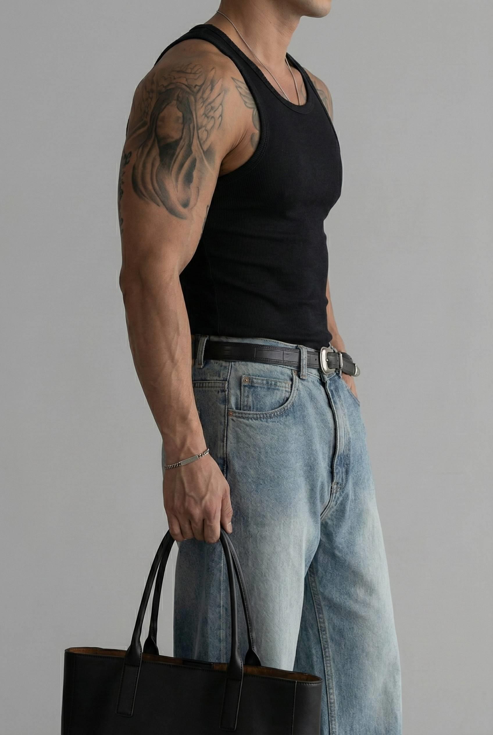 Erkek %100 Pamuklu Basic Fitilli Sporcu Atlet 3lu Set Siyah