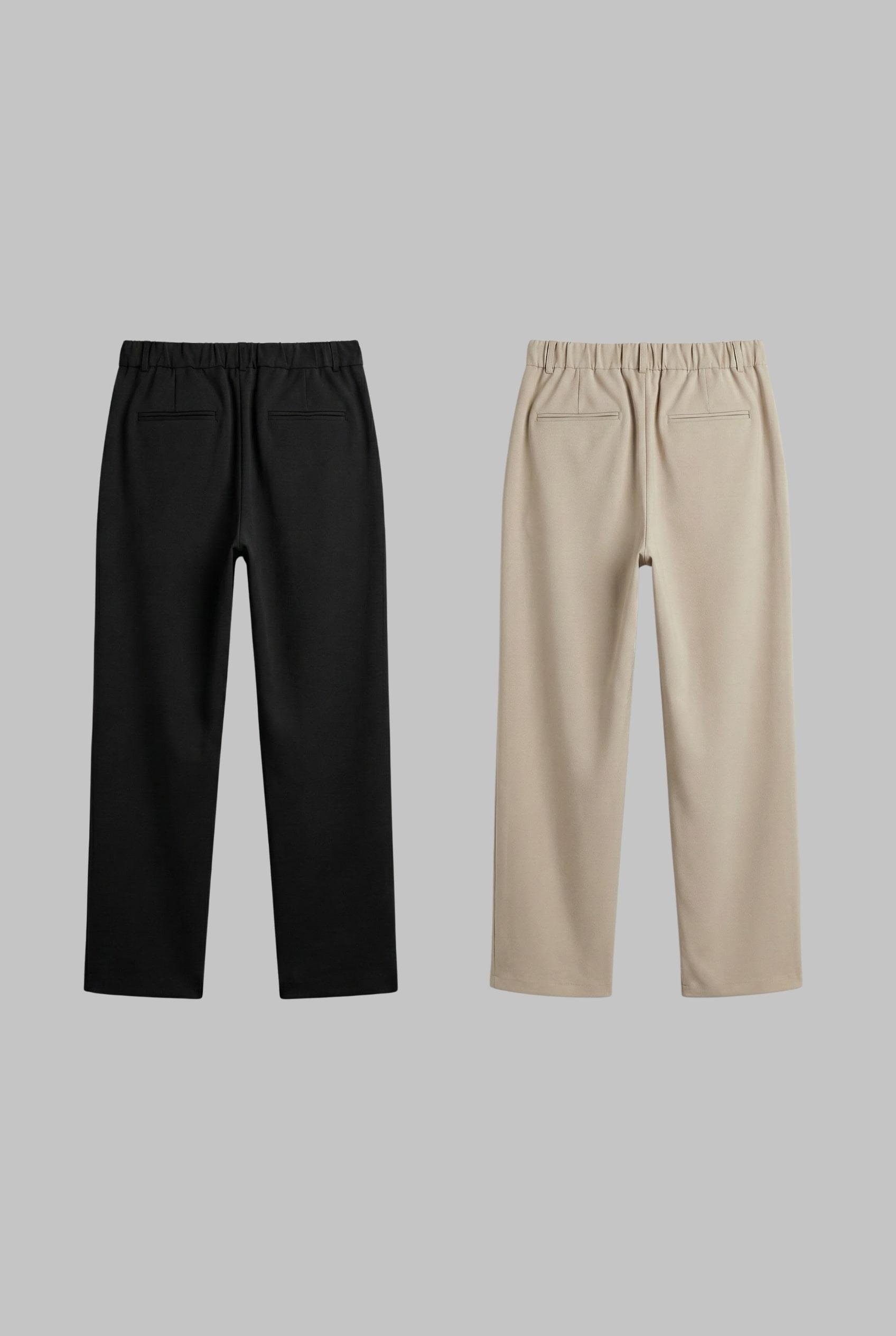 Erkek Baggy Fit 2Li Kumaş Pantolon Siyah Bej