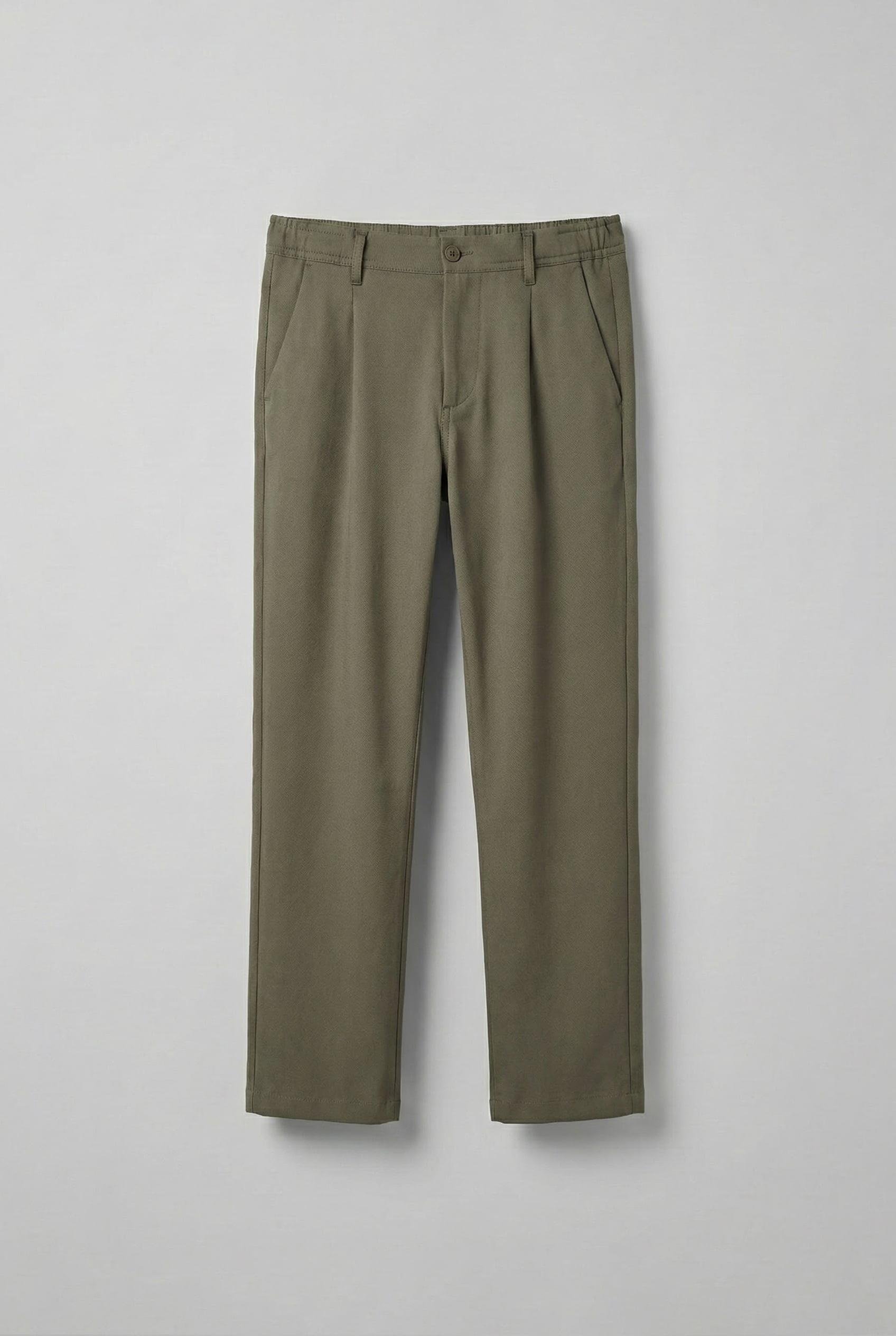 Erkek Baggy Fit Beli Lastikli Rahat Pantolon Haki