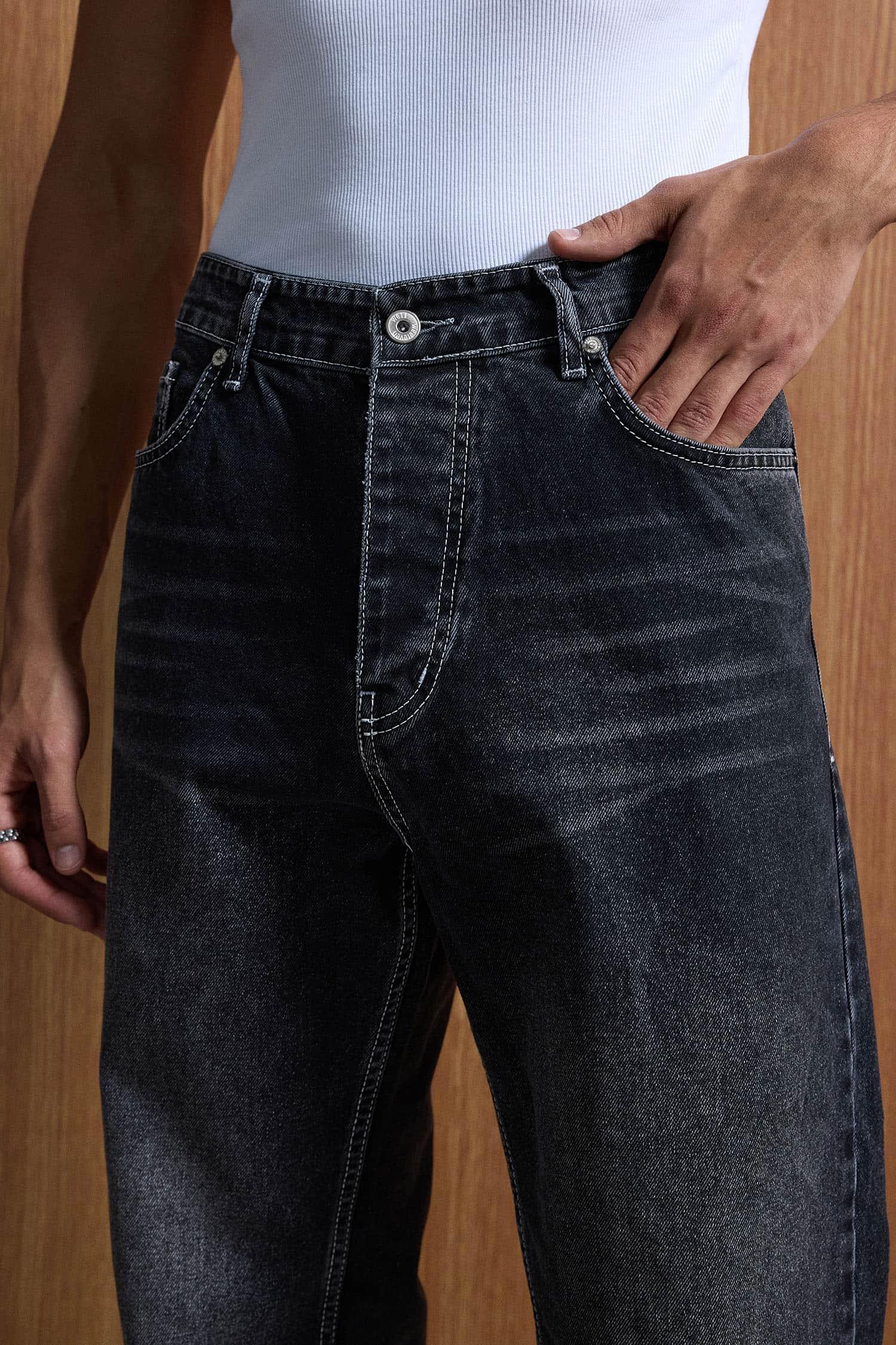 Erkek Baggy Fit Jean Siyah