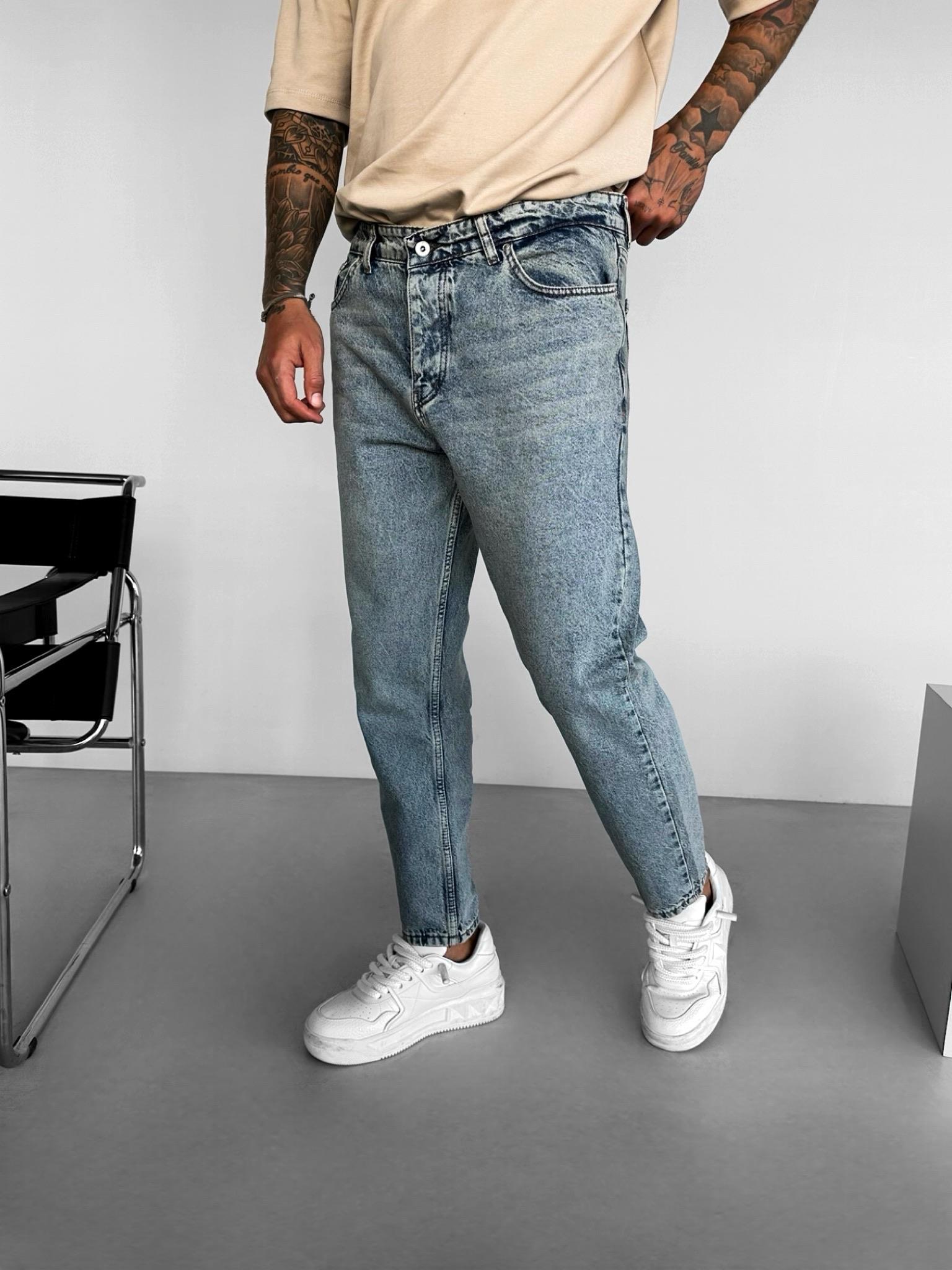 Erkek Boyfriend Fit Yıkamalı Jean Mavi