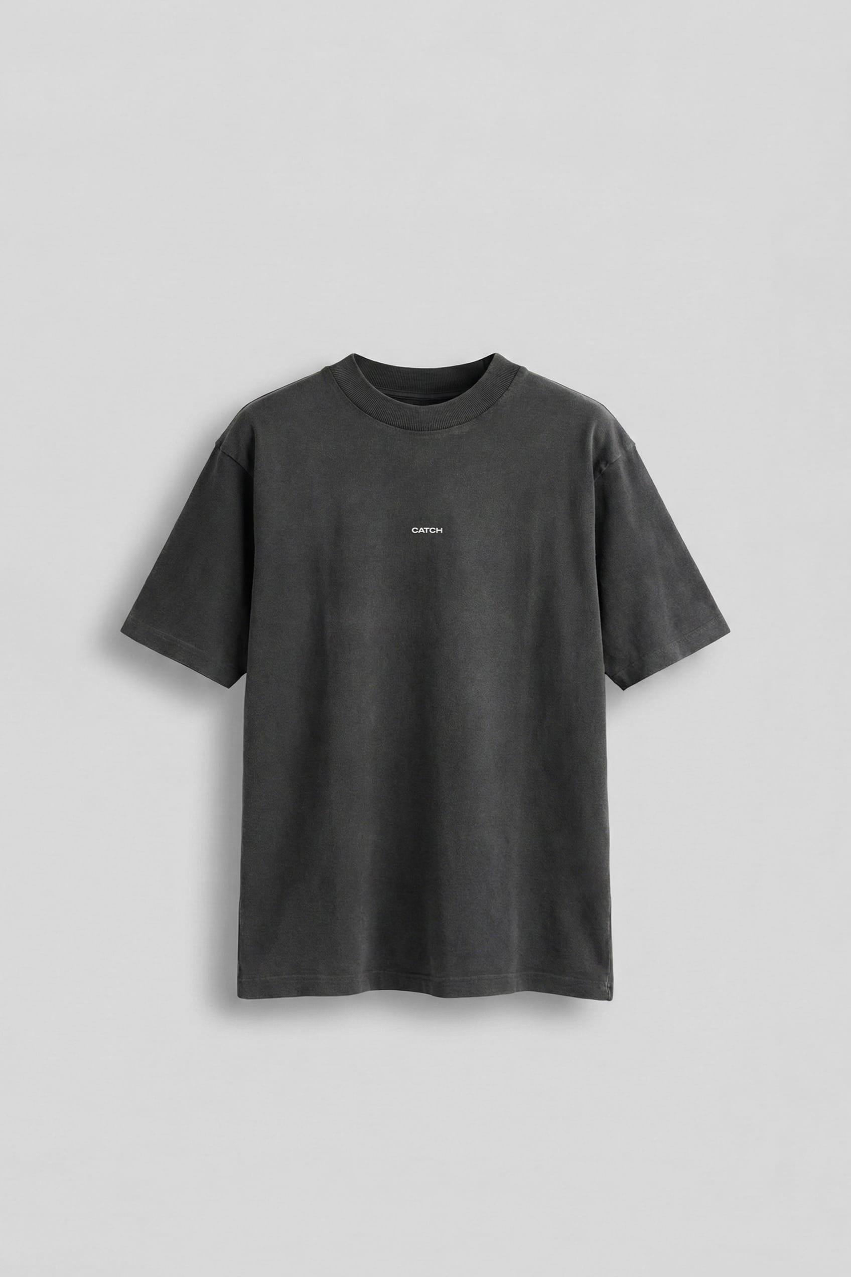 Erkek Catch Minimal Baskılı Oversize T-Shirt Siyah