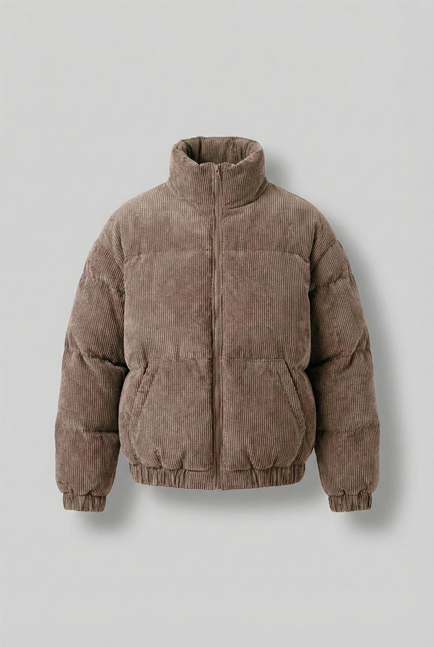 Erkek Dolgulu Fitilli Kadife Mont Açık Kahve