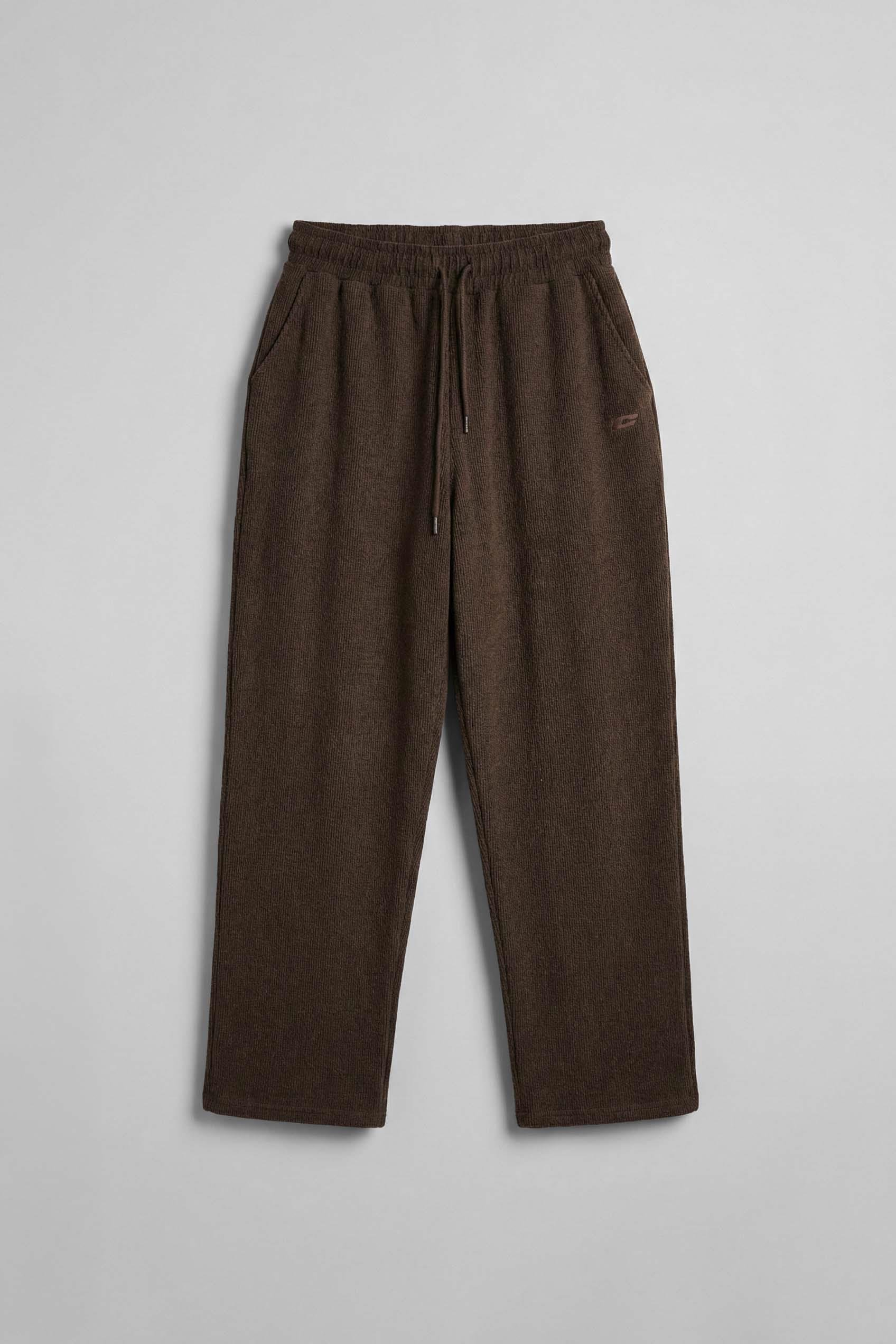 Erkek Baggy Fit Fitilli Yumuşak Dokulu Eşofman Altı Kahverengi