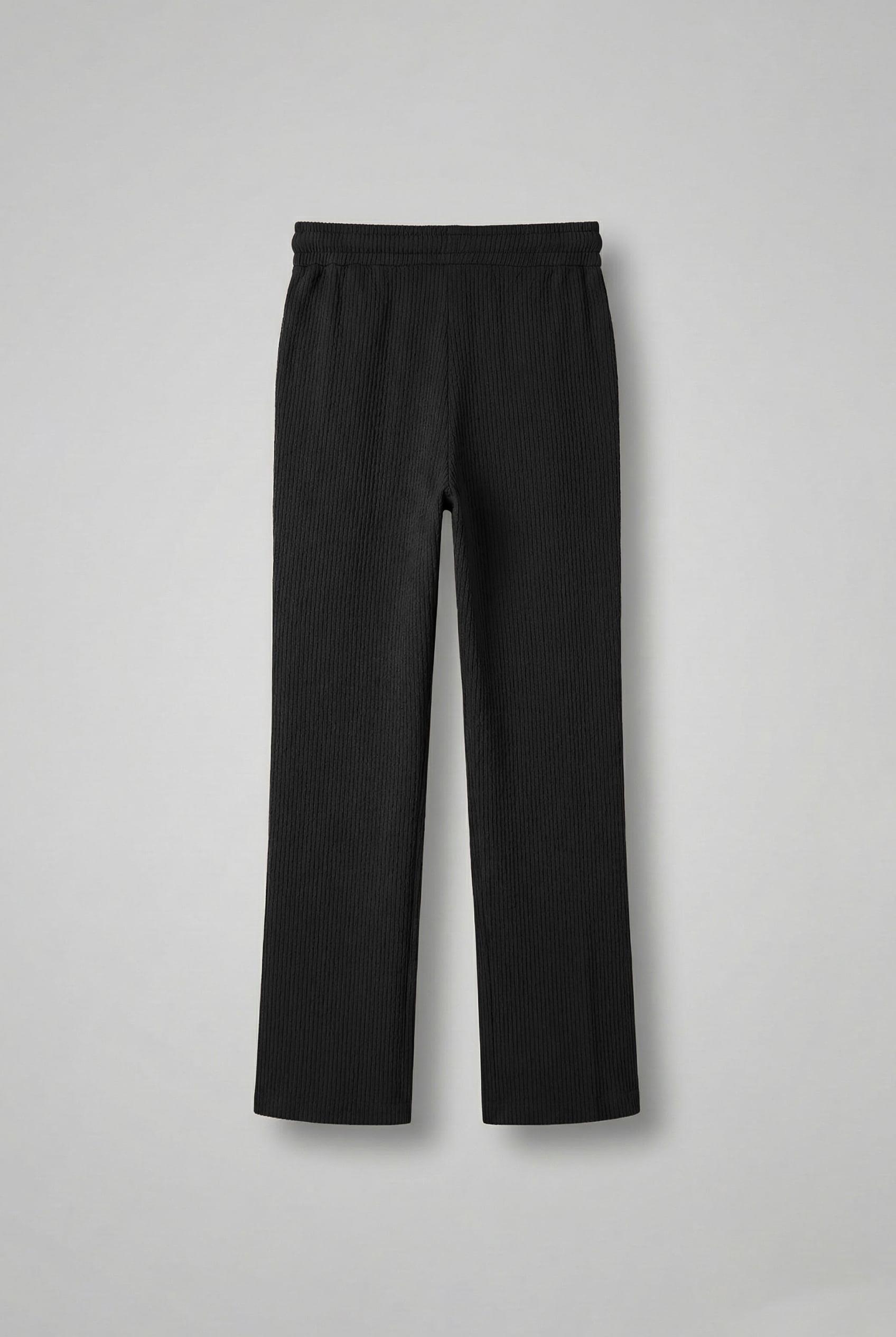 Erkek Fitilli Baggy Fit Rahat Eşofman Siyah