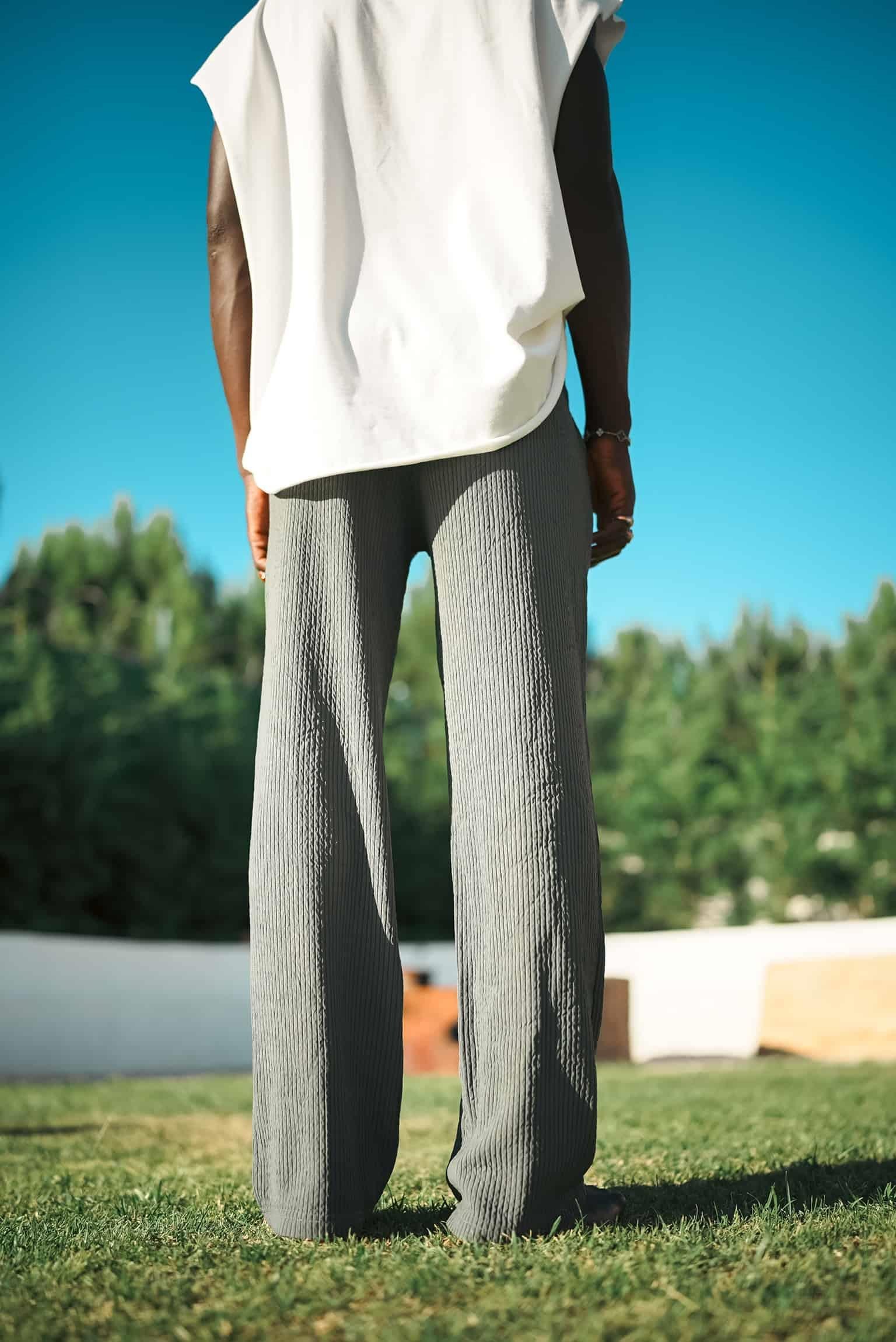 Erkek Fitilli Baggy Fit Rahat Eşofman Yeşil