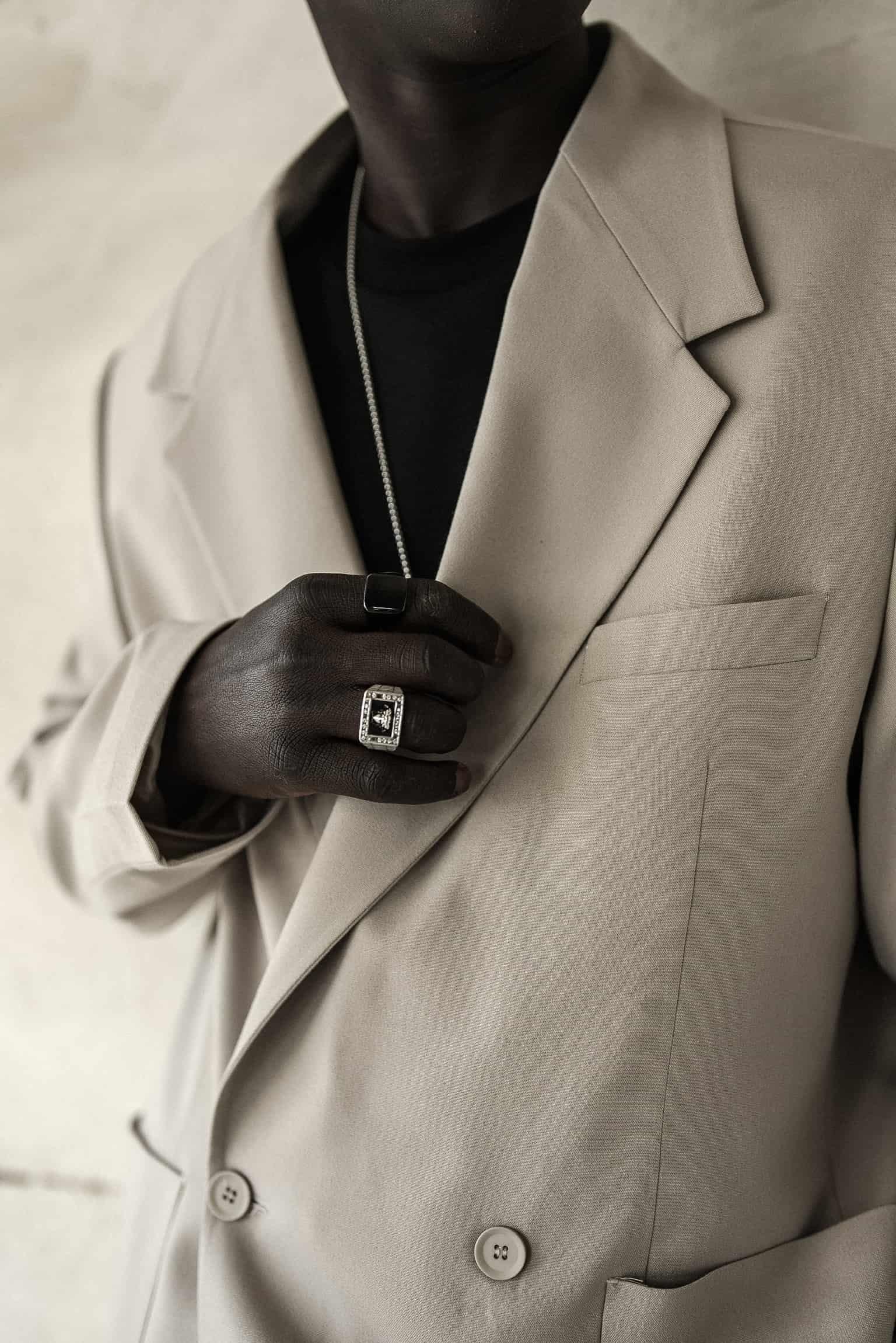 Erkek Kruvaze Düğmeli Oversize Takım Elbise Bej