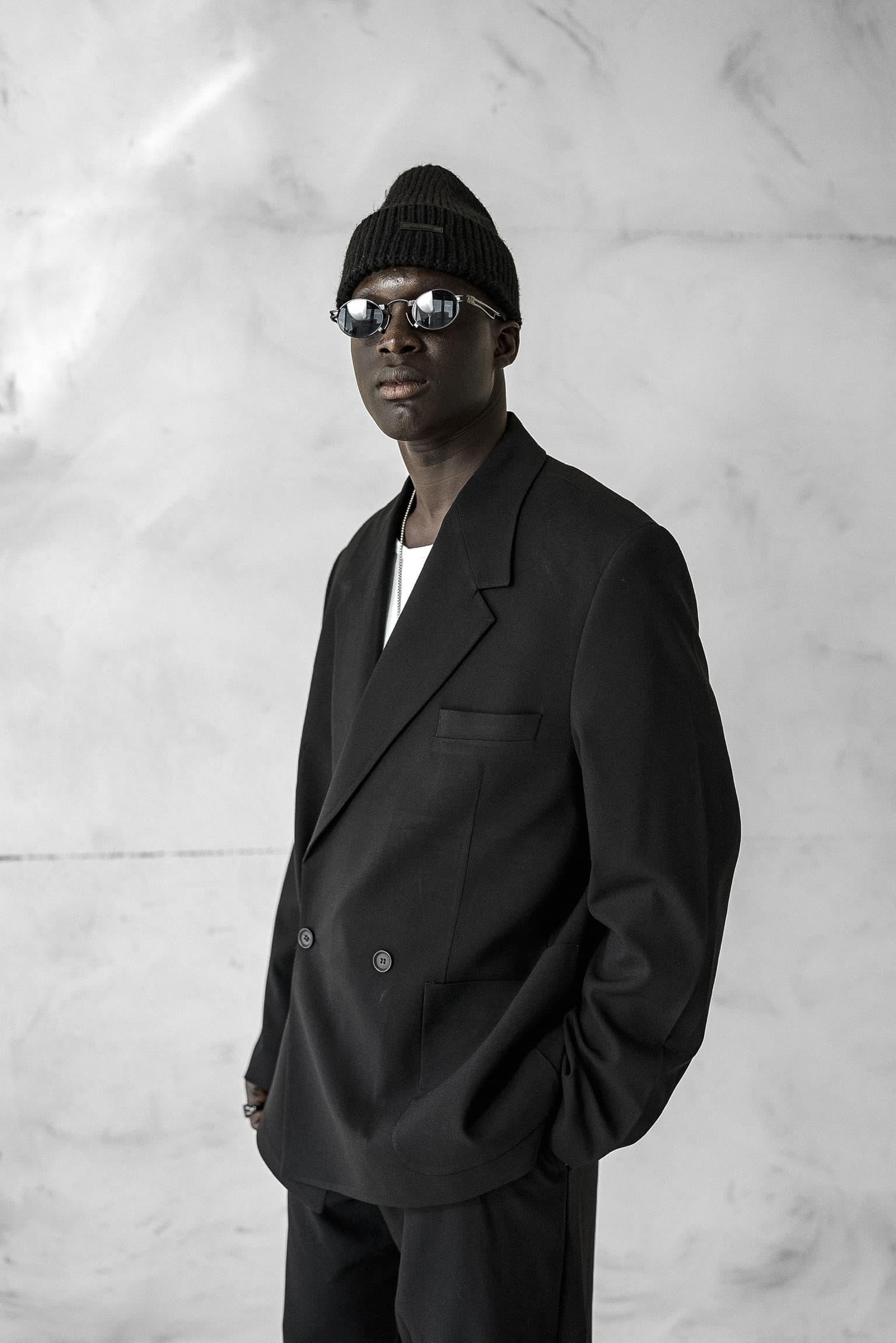 Erkek Kruvaze Düğmeli Oversize Takım Elbise Siyah