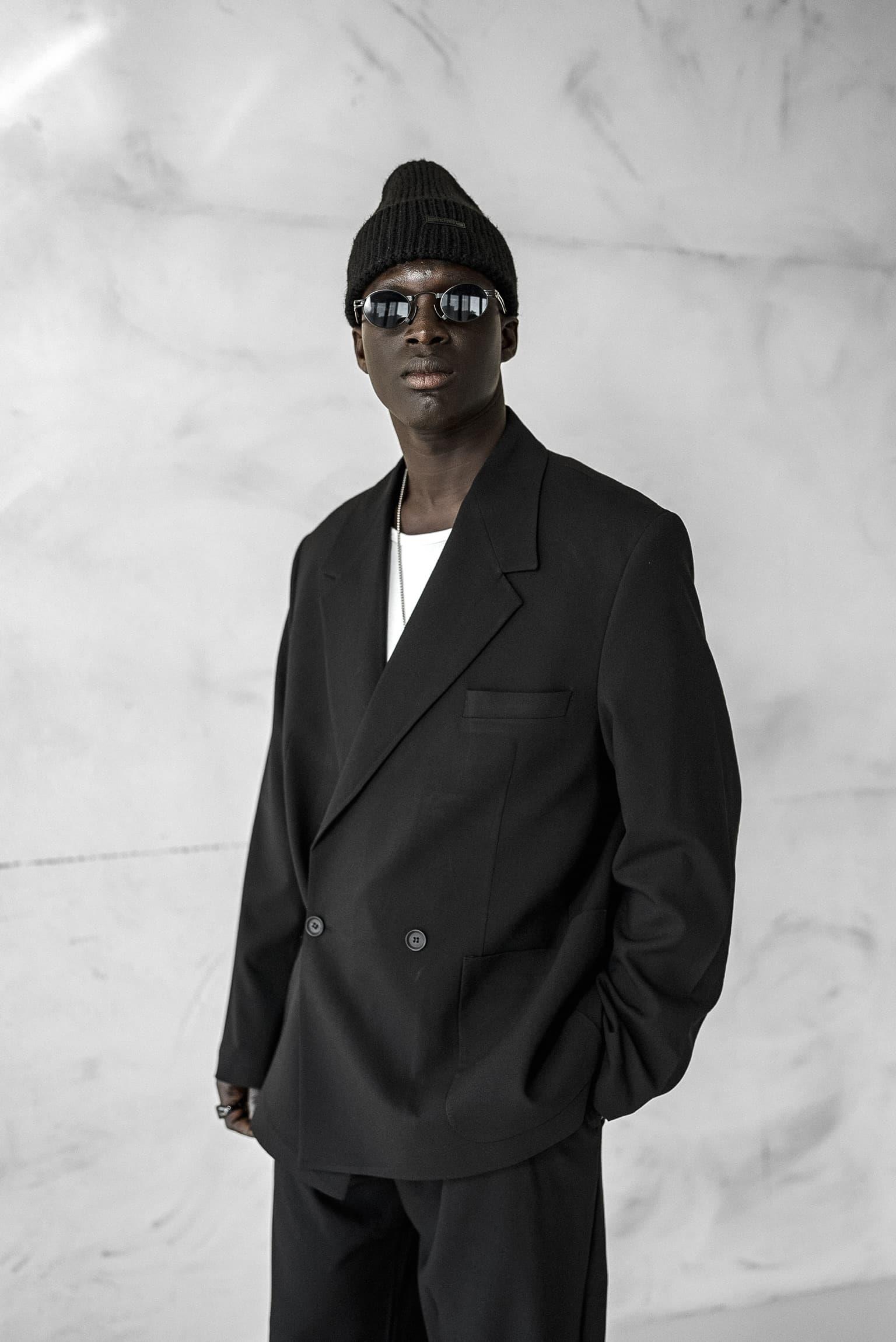 Erkek Kruvaze Düğmeli Oversize Takım Elbise Siyah