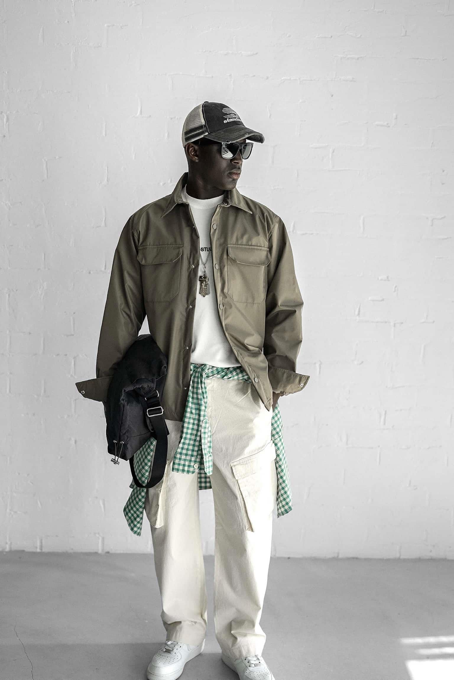 Erkek Önü Cepli Yakalı Slim Fit Ceket Haki