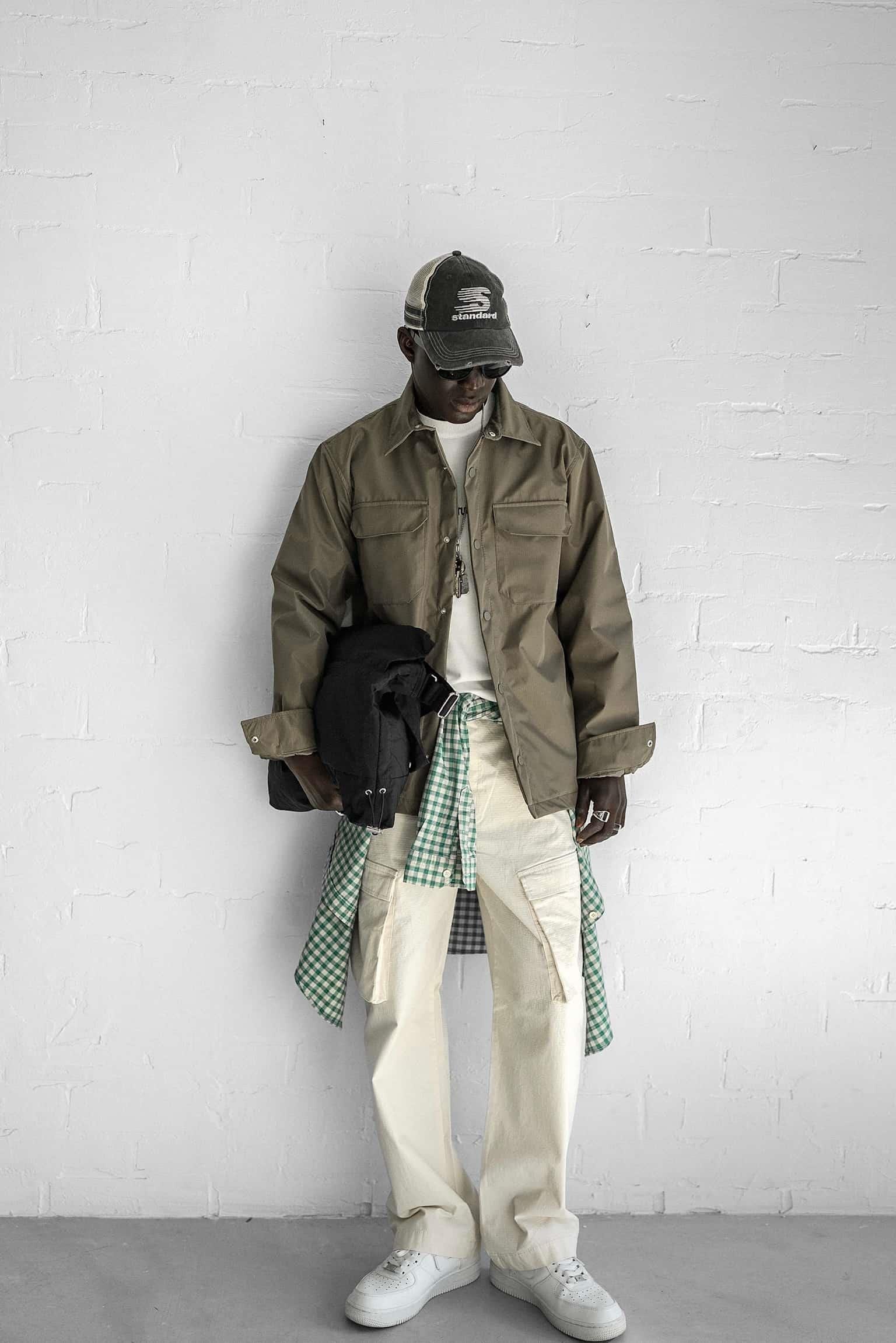 Erkek Önü Cepli Yakalı Slim Fit Ceket Haki