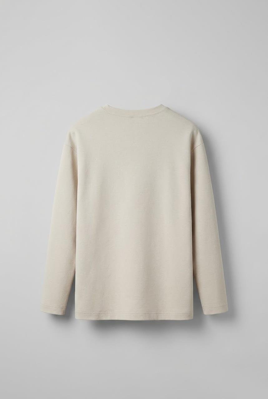 Erkek Oversize Basic Uzun Kollu Sweatshirt Bej