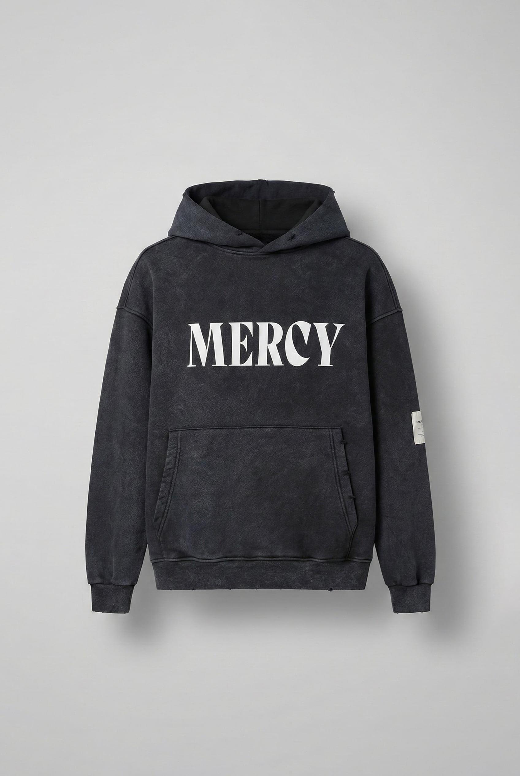 Erkek Oversize Baskılı Kapüşonlu Pamuklu Sweatshirt Siyah