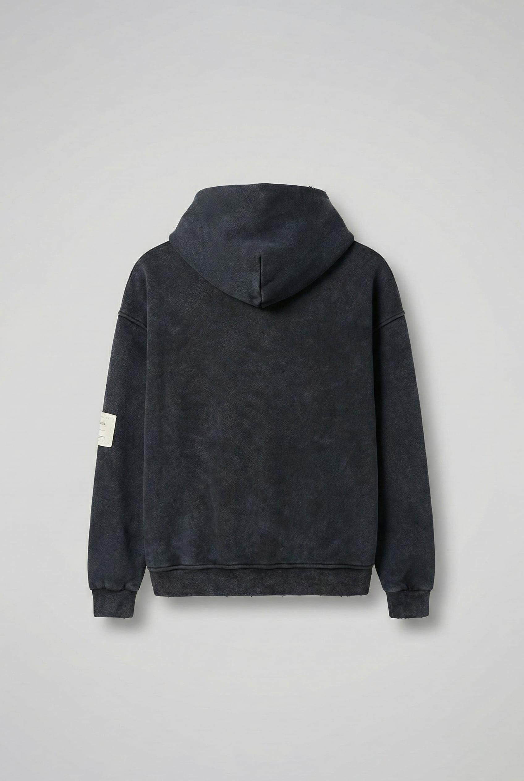 Erkek Oversize Baskılı Kapüşonlu Pamuklu Sweatshirt Siyah