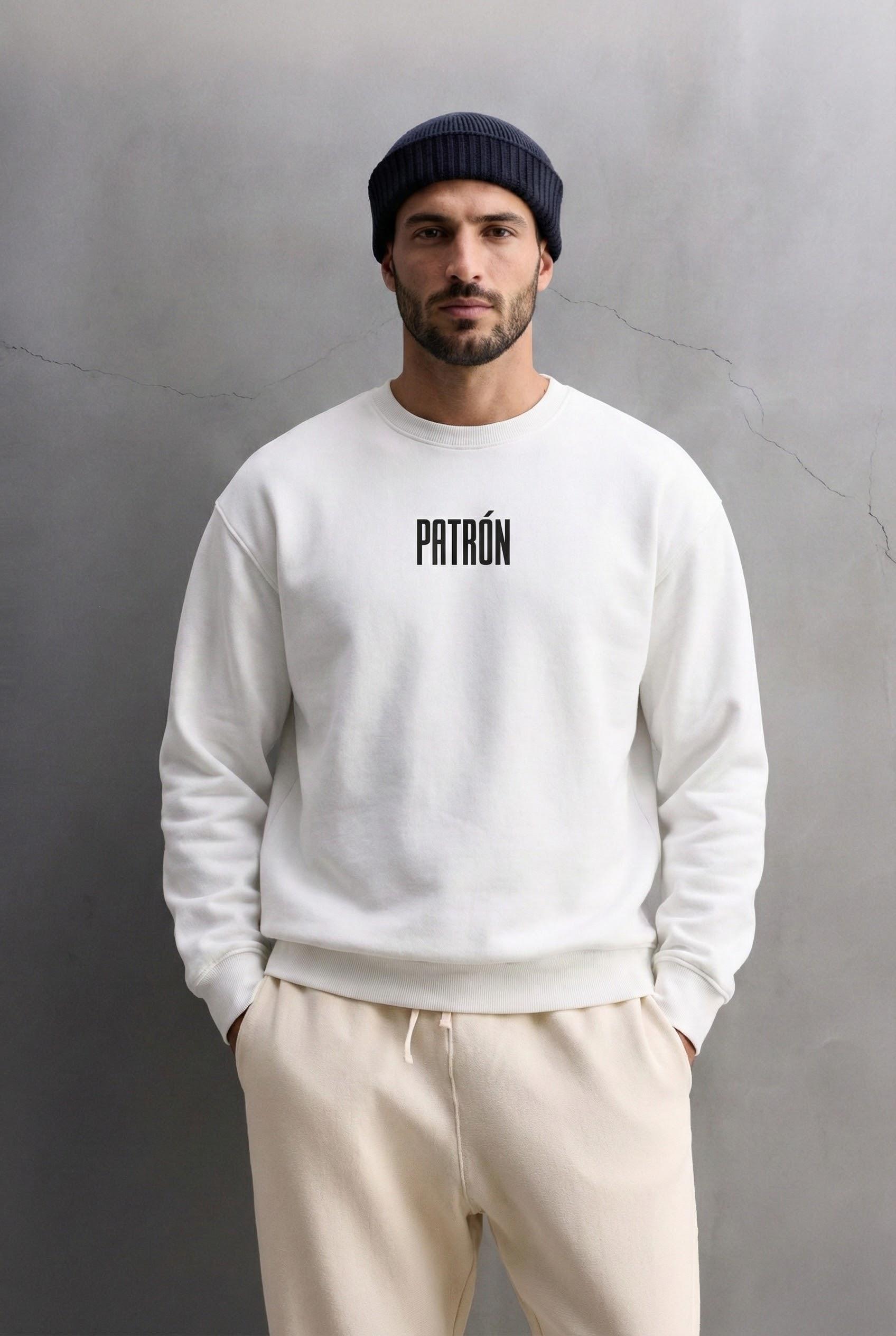 Erkek Oversize Baskılı Premium Sweatshirt Ekru