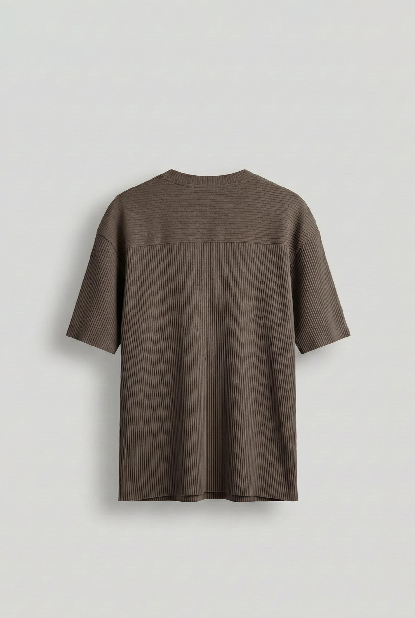 Erkek Oversize Çizgi Desenli Esnek Ve Hafif Rahat Yazlık T-Shirt Açık Kahve