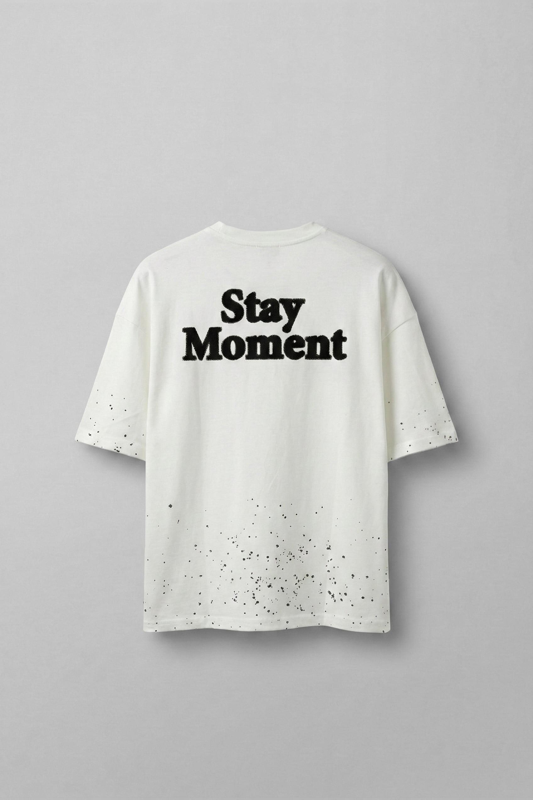 Erkek Oversize Dokulu Baskılı %100 Pamuk T-Shirt Beyaz