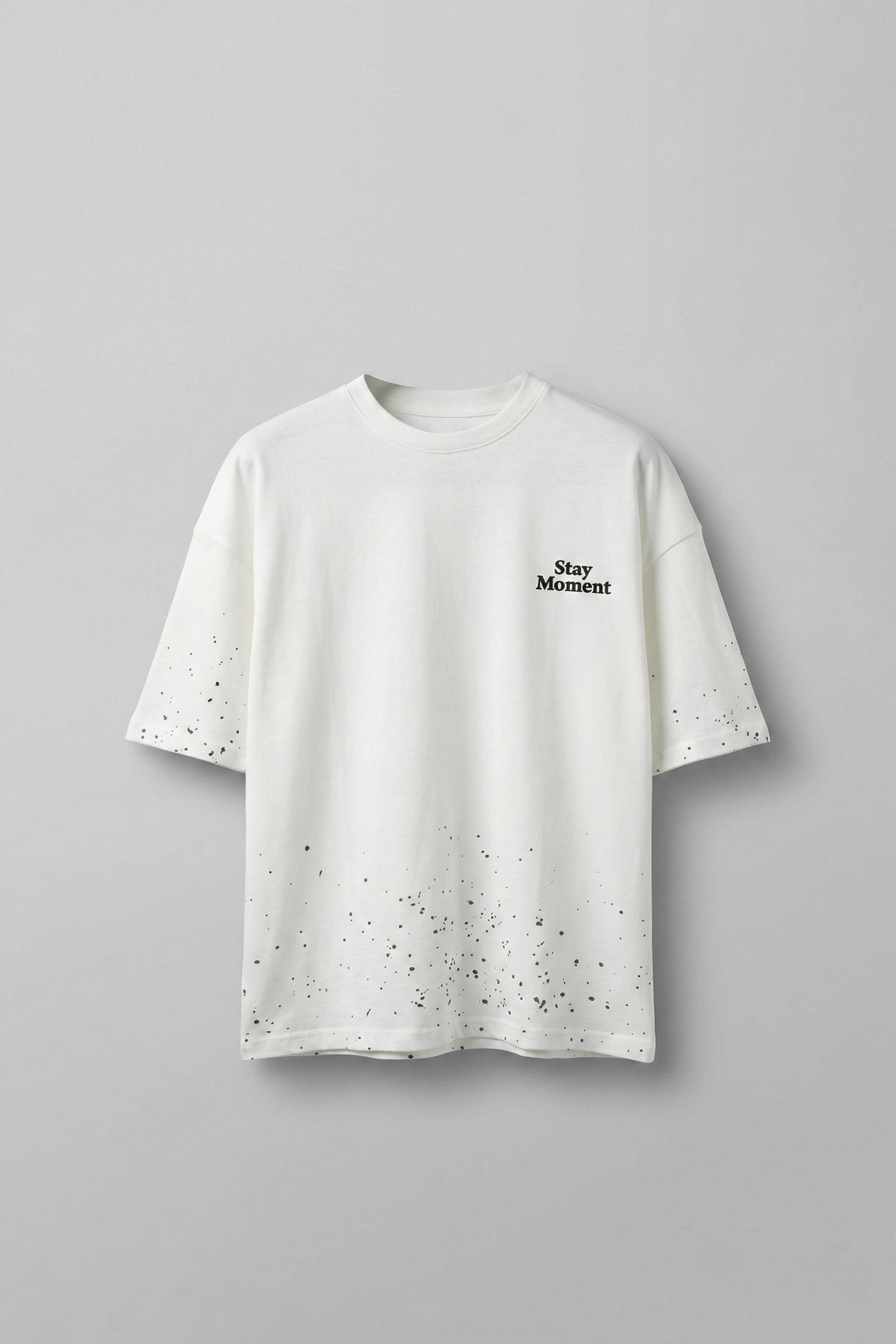 Erkek Oversize Dokulu Baskılı %100 Pamuk T-Shirt Beyaz