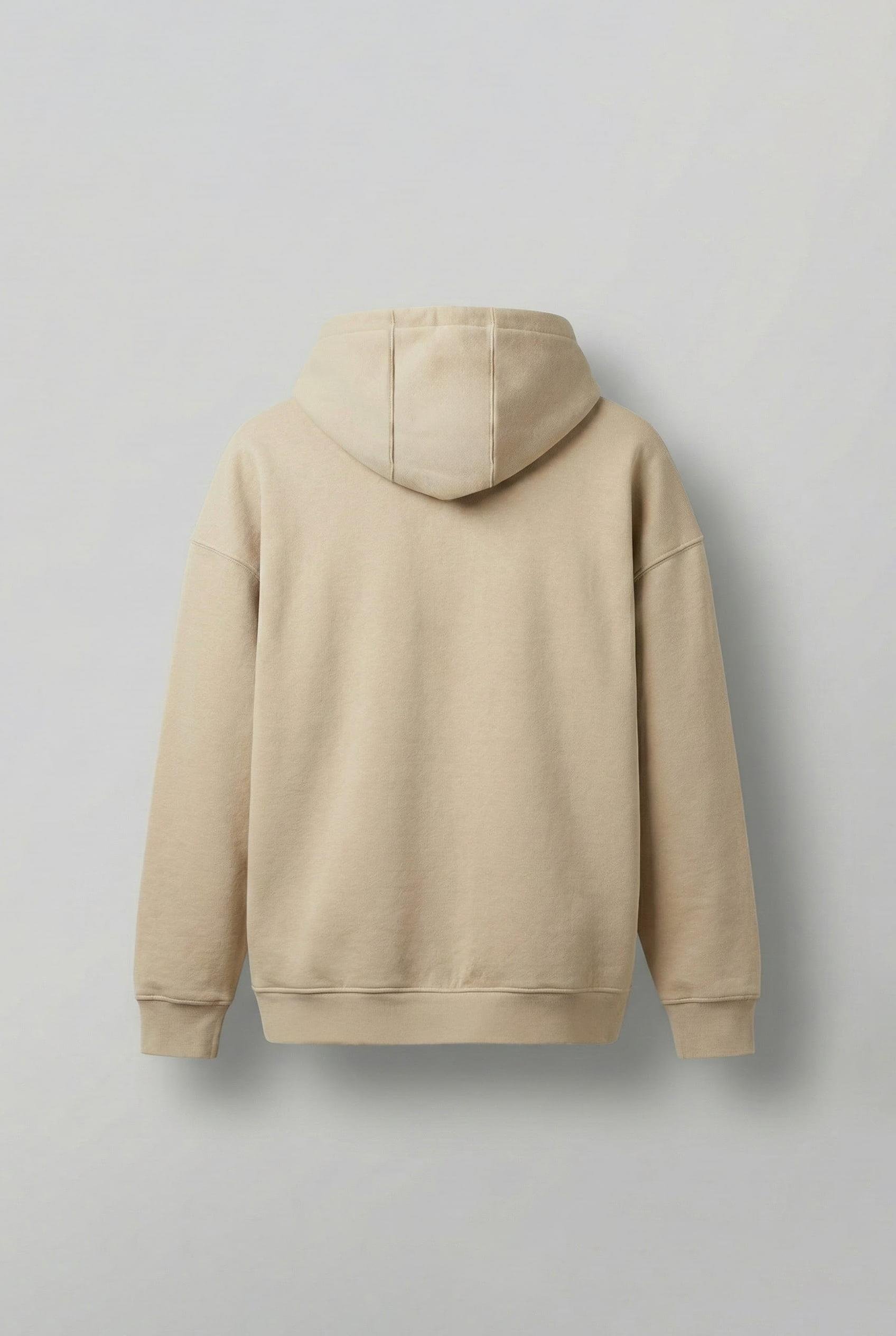 Unisex Oversize Hero Angel Grafik Baskılı Kapüşonlu Sweatshirt Bej