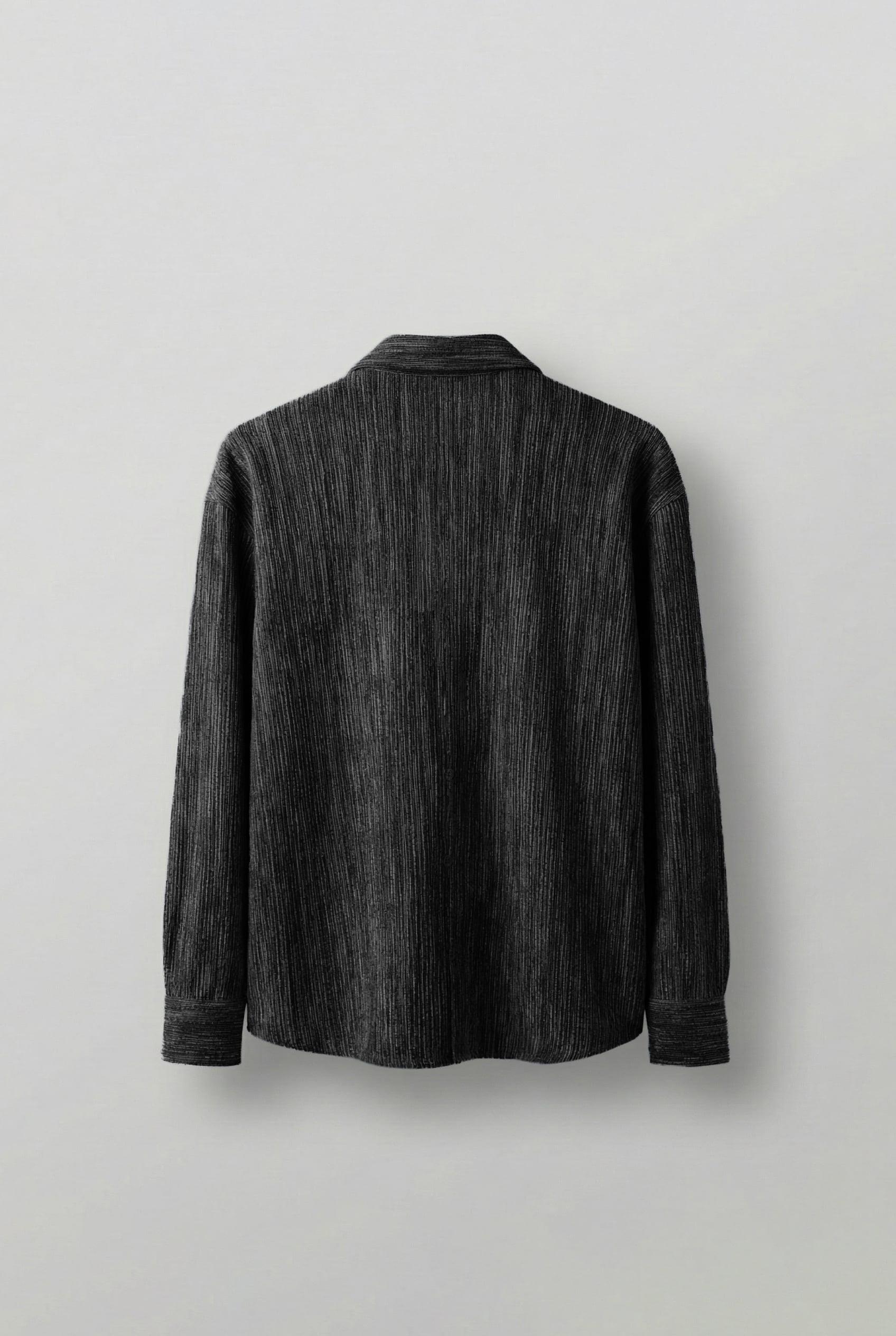 Erkek Oversize Kadife Dokulu Gömlek Siyah