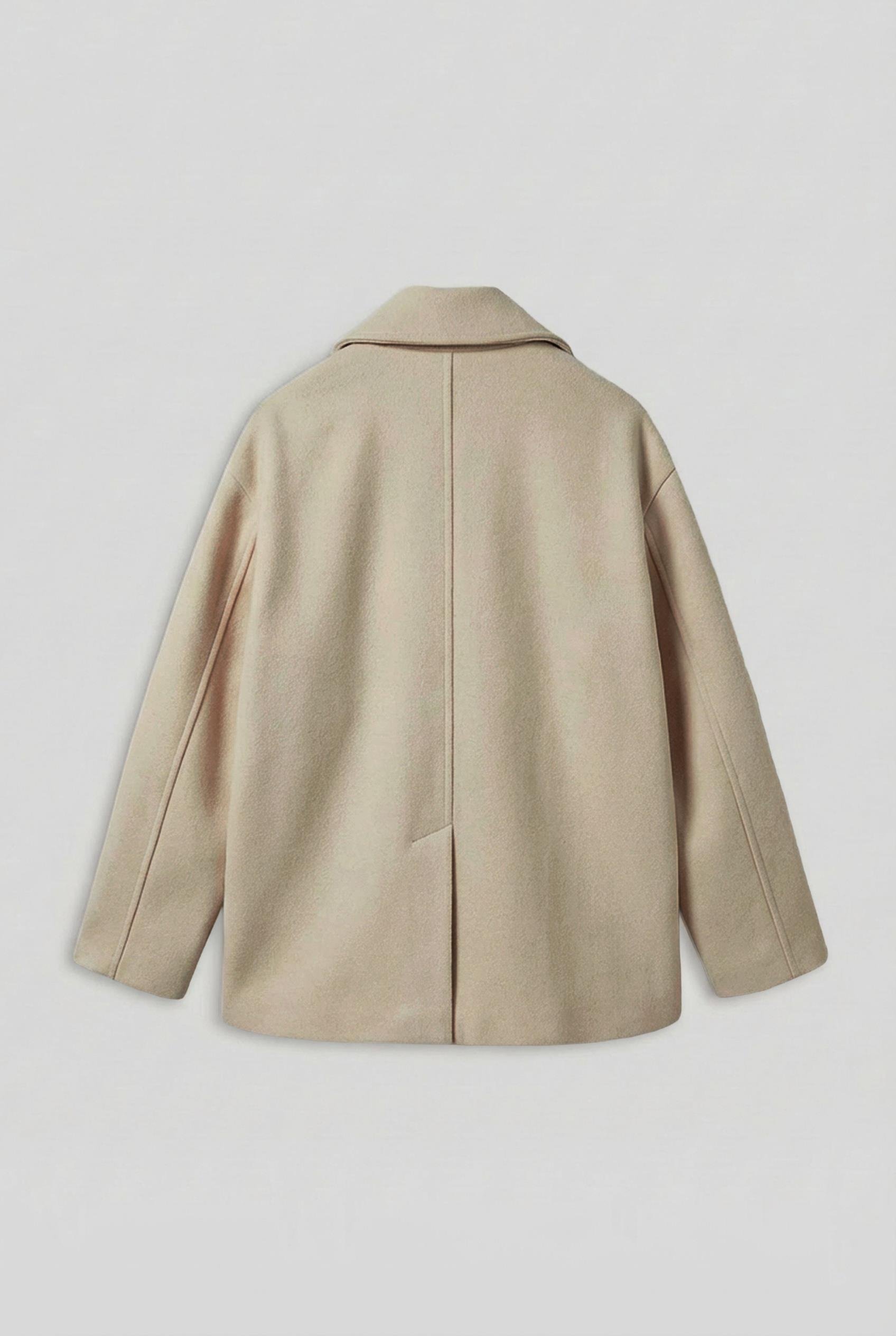 Erkek Oversize Kruvaze Kaban Açık Bej