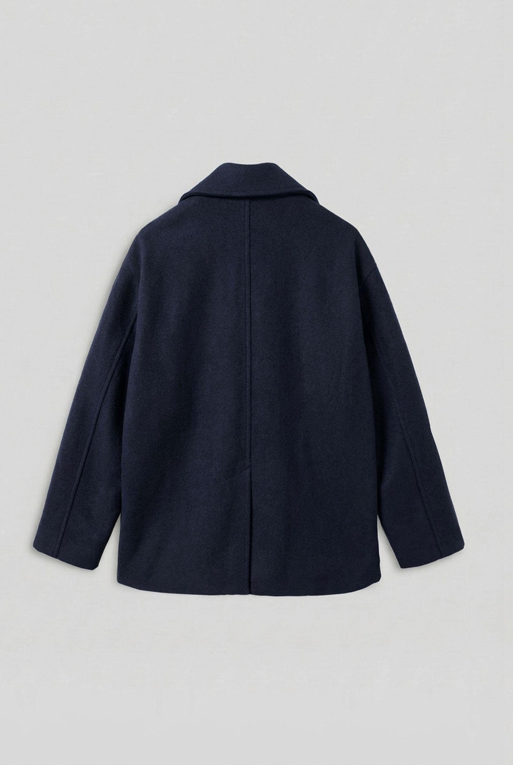 Erkek Oversize Kruvaze Kaban Lacivert