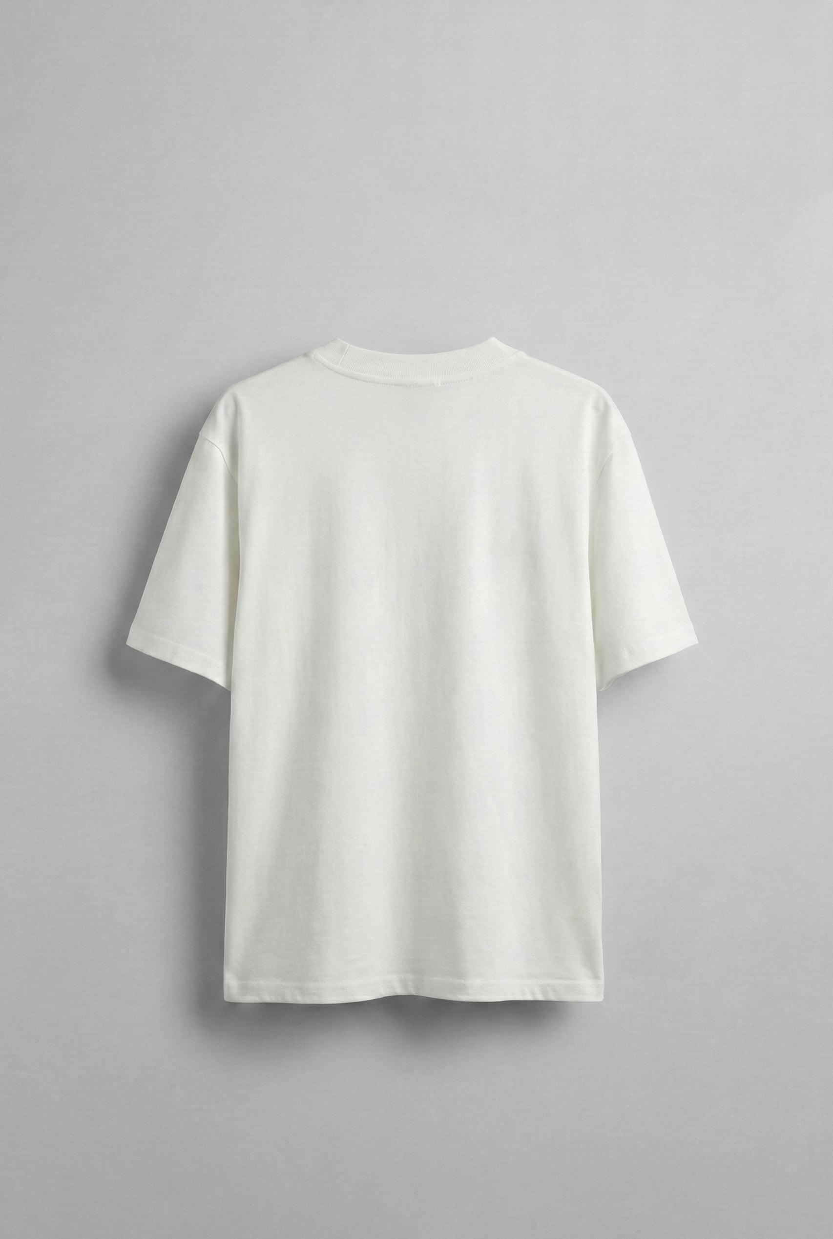 Erkek Oversize Nakışlı T-Shirt Beyaz