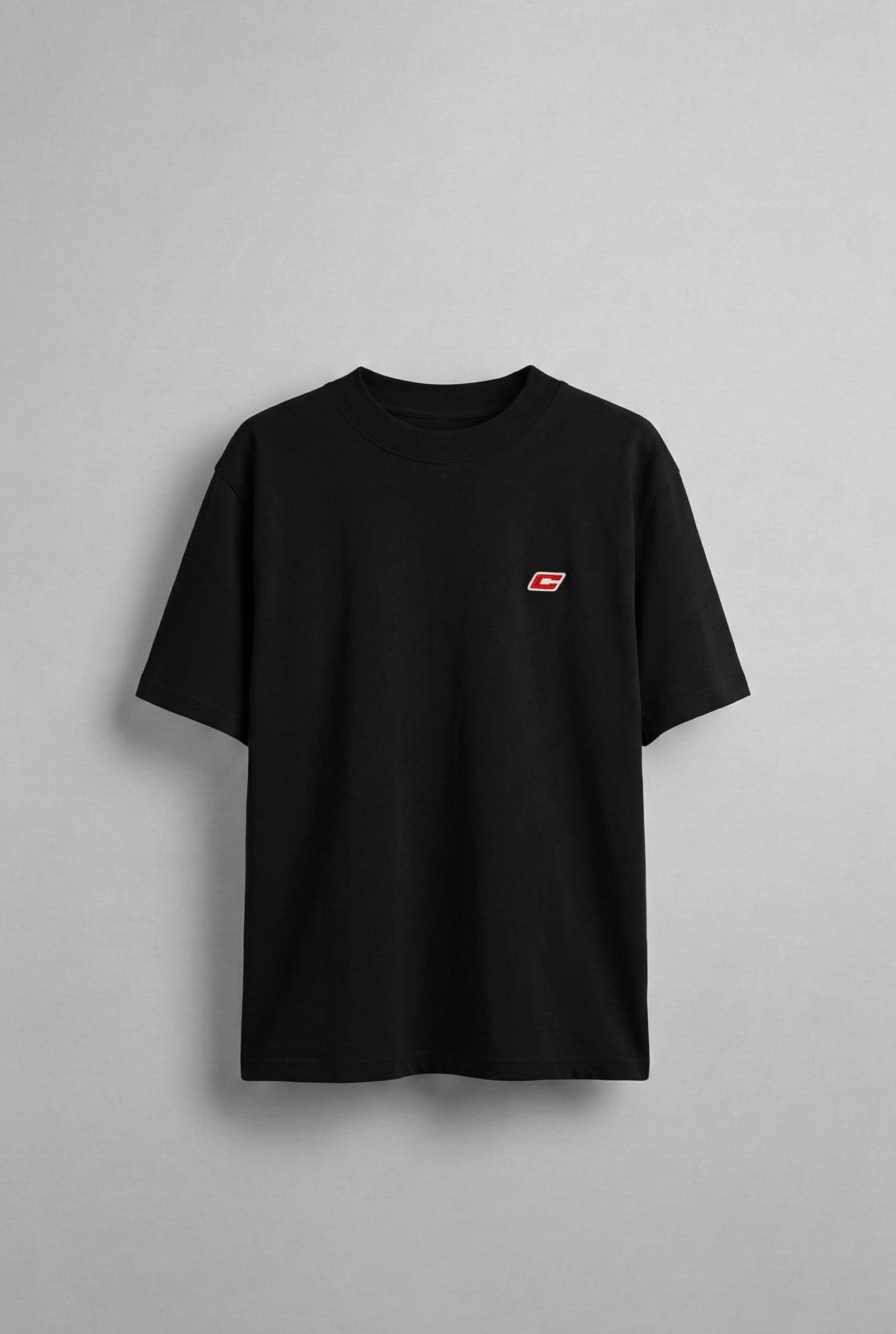 Erkek Oversize Nakışlı T-Shirt Siyah