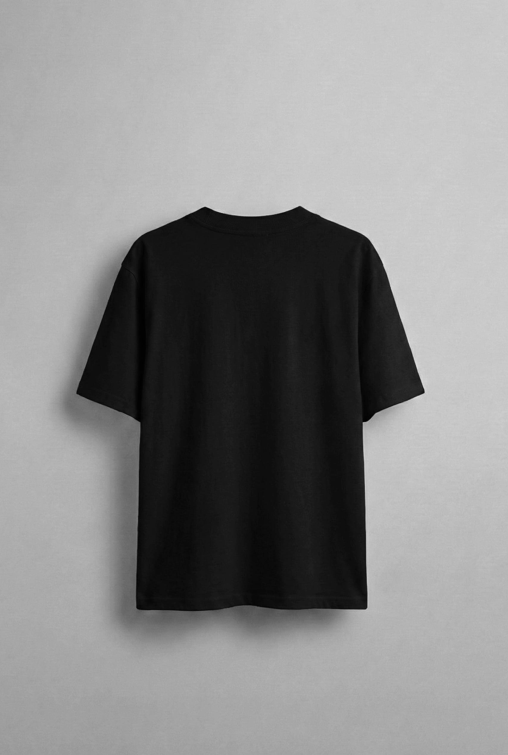 Erkek Oversize Nakışlı T-Shirt Siyah