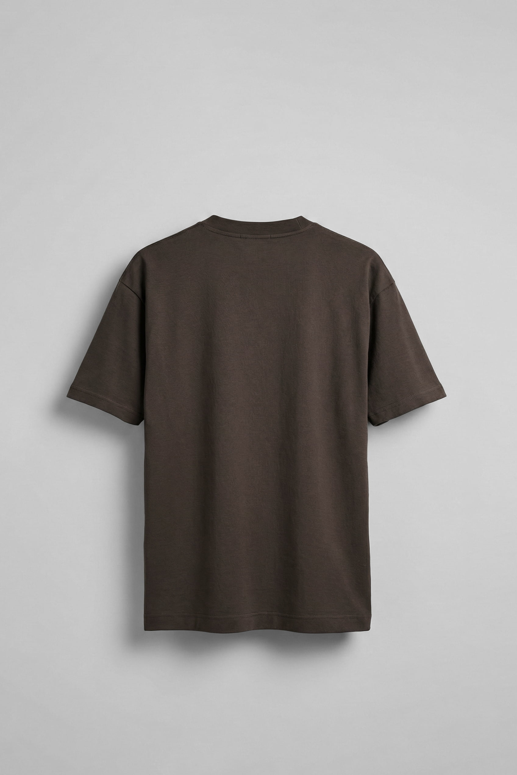 Erkek Oversize Premium Kumaş Gramajlı Basic T-Shirt Kahverengi