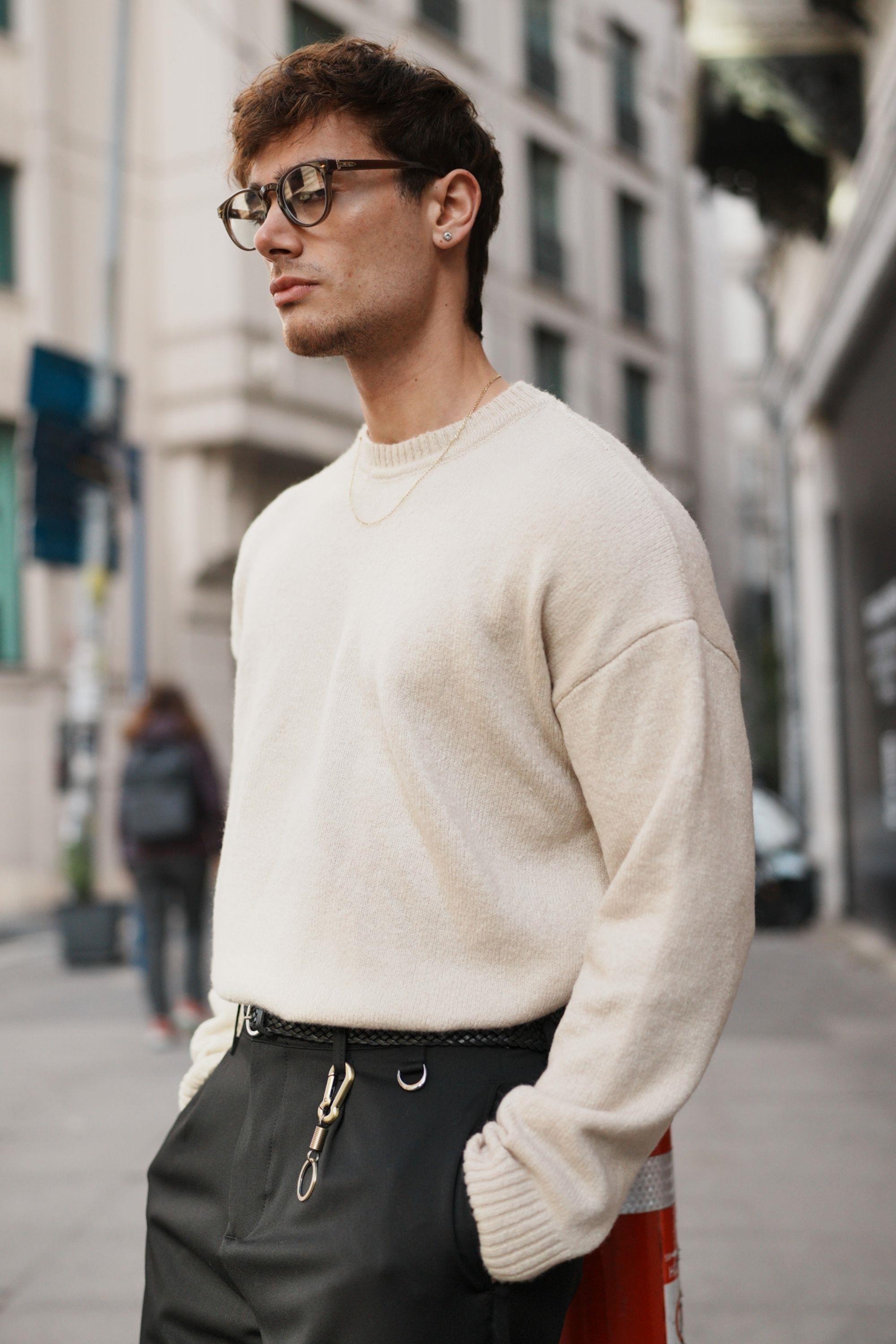 Erkek Oversize Yumuşak Dokulu Kazak Taş