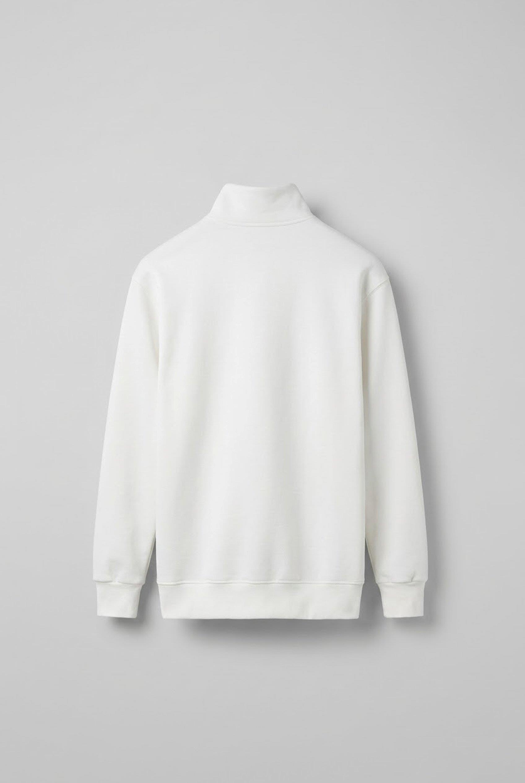 Erkek Rahat Kalıp Baskılı Yarım Fermuarlı Sweatshirt Ekru