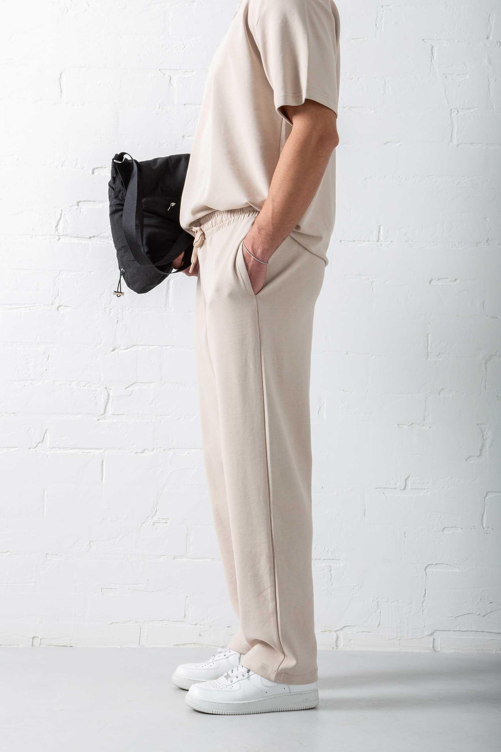 Erkek Regular Fit Beli Lastikli Rahat Eşofman Bej