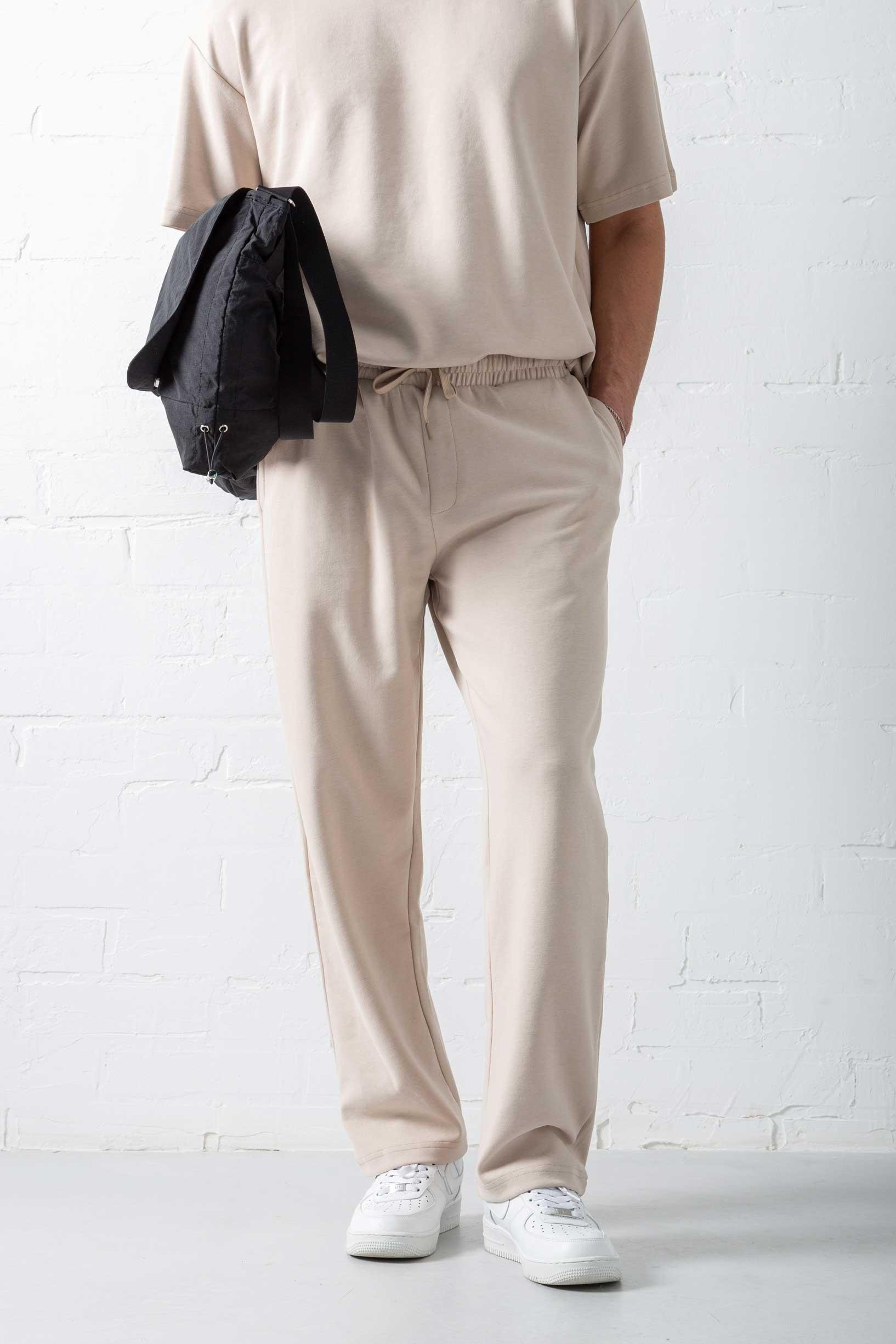 Erkek Regular Fit Beli Lastikli Rahat Eşofman Bej