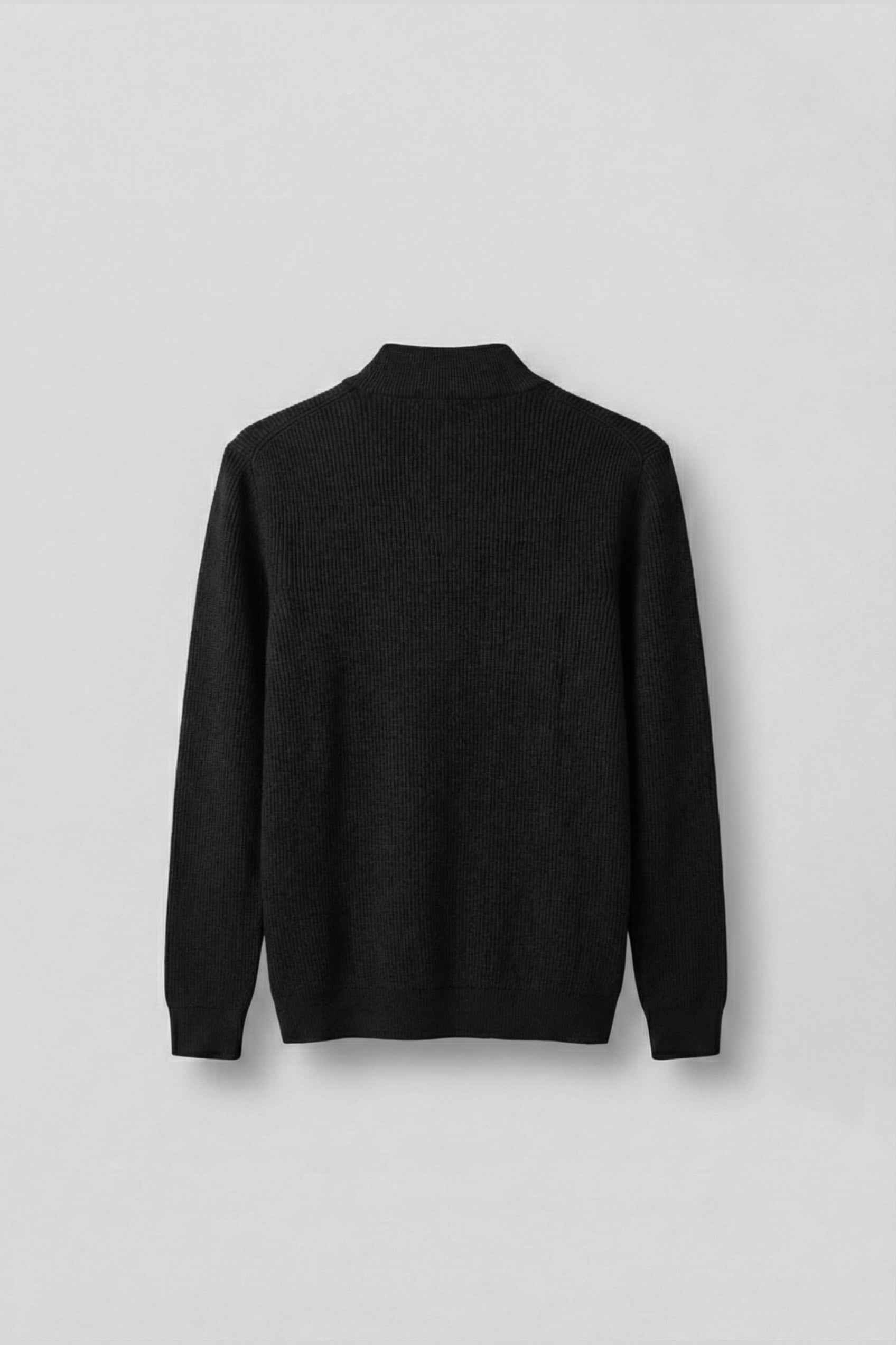 Erkek Regular Fit Fermuarlı Premium Kumaş Kazak Siyah