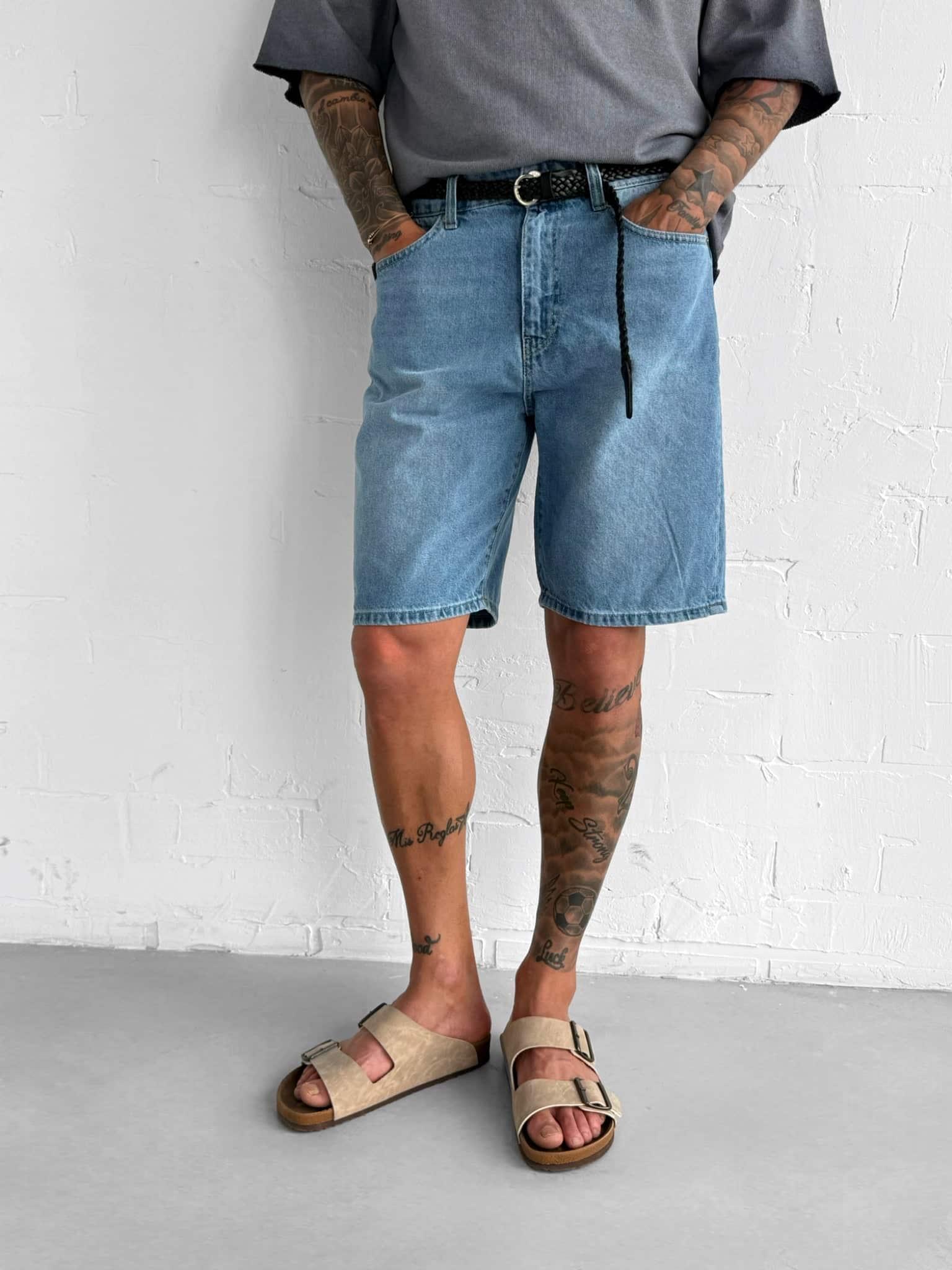 Erkek Regular Fit Kot Şort Mavi